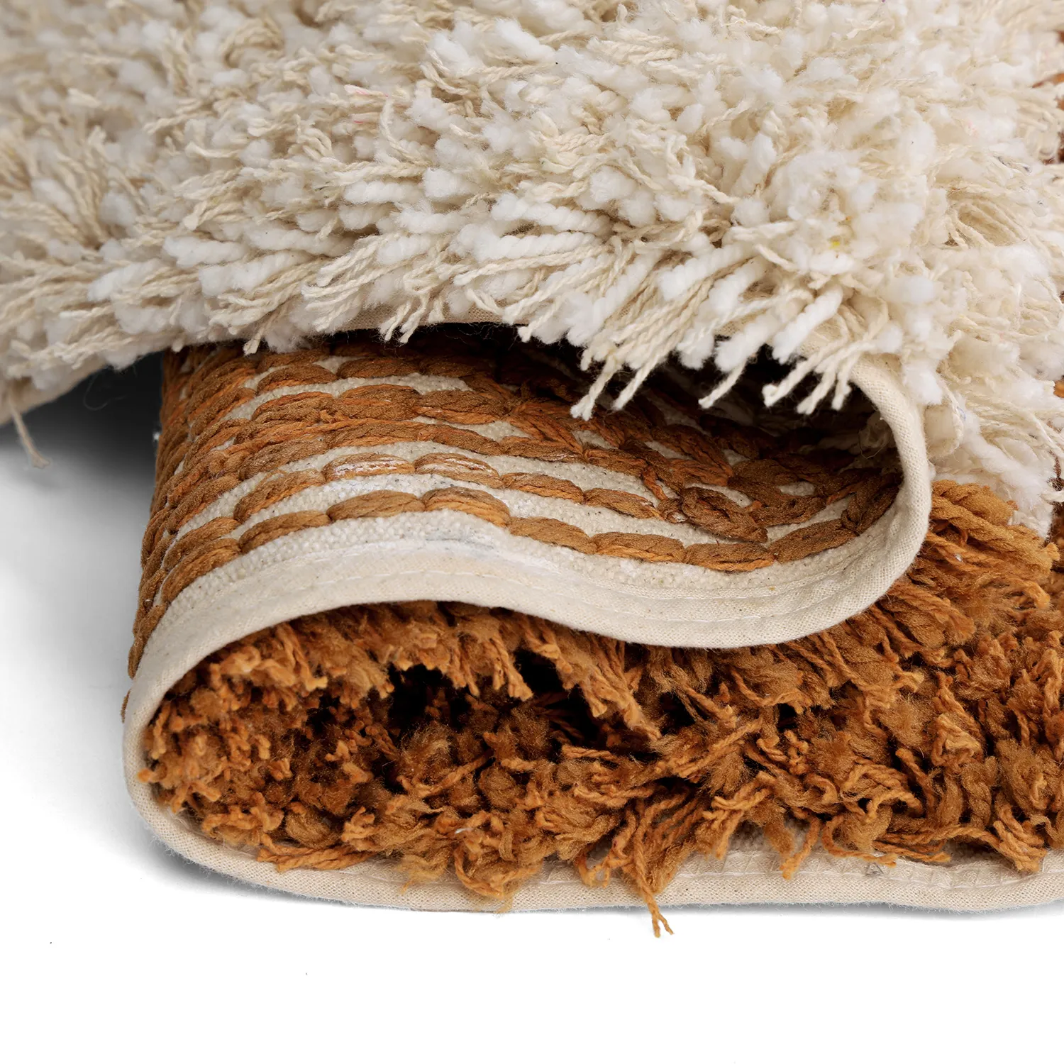 Tapete redondo - Kalymnos Natural Cotton Shaggy (branco sujo/ocre)