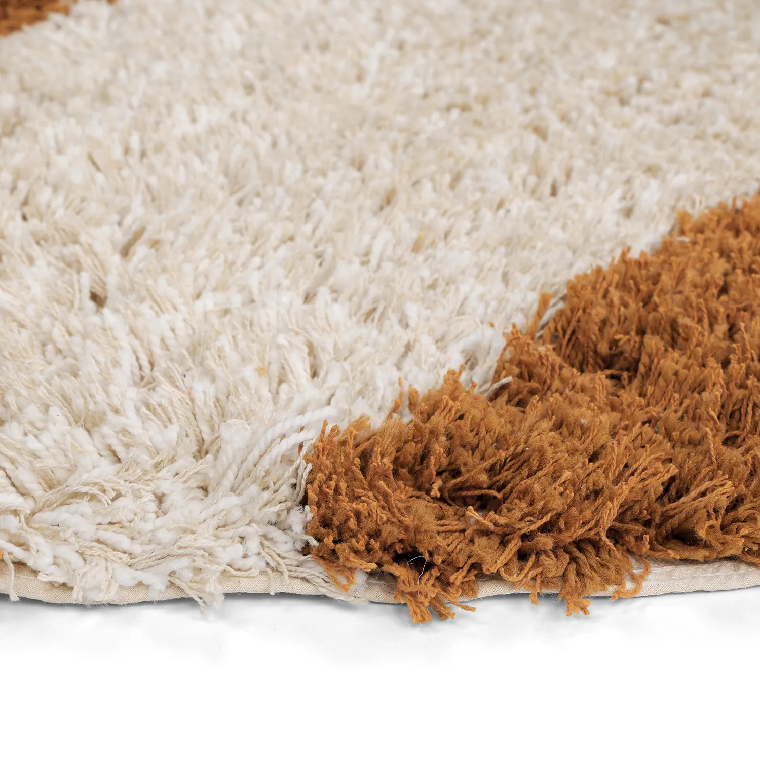 Tapete redondo - Kalymnos Natural Cotton Shaggy (branco sujo/ocre)