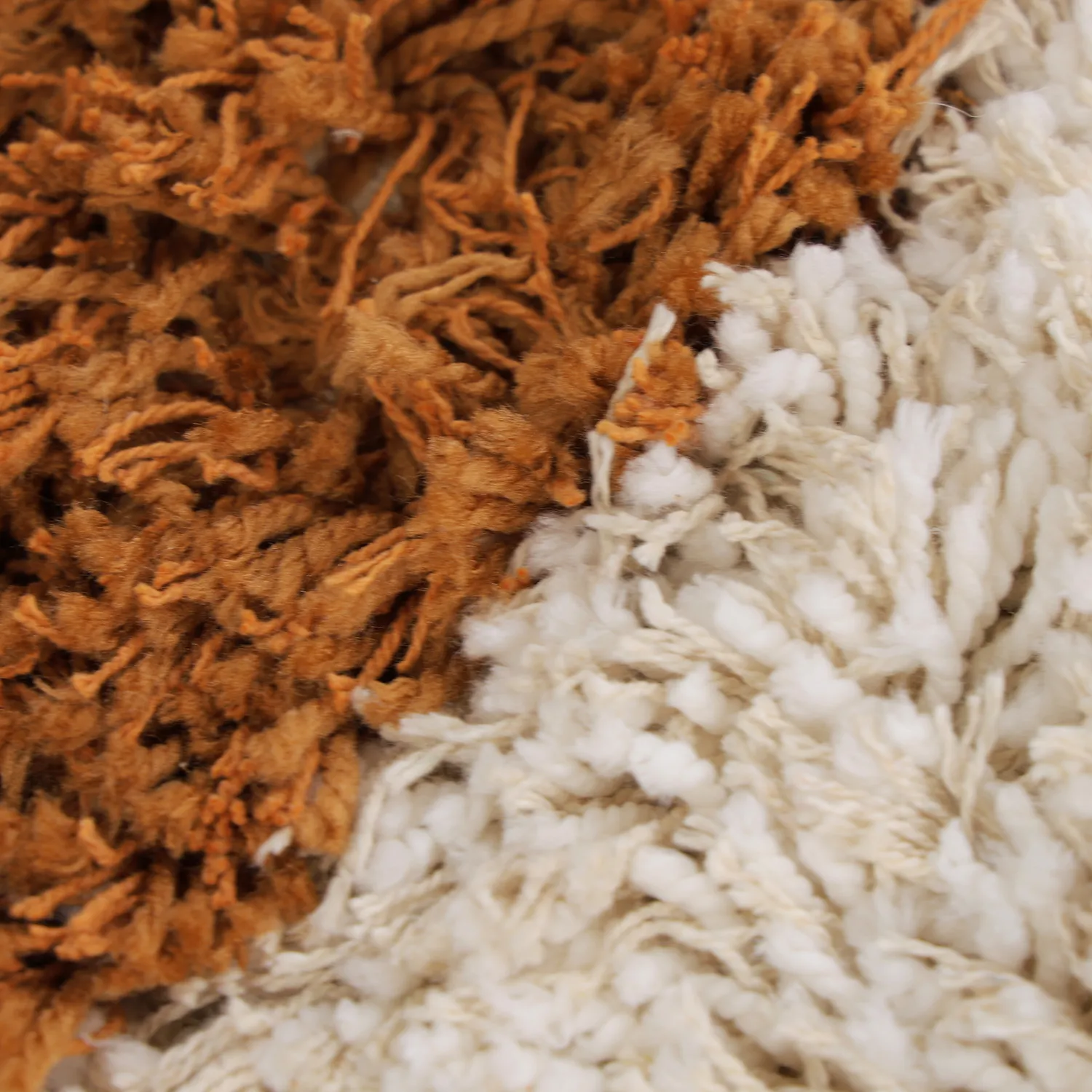 Tapete redondo - Kalymnos Natural Cotton Shaggy (branco sujo/ocre)