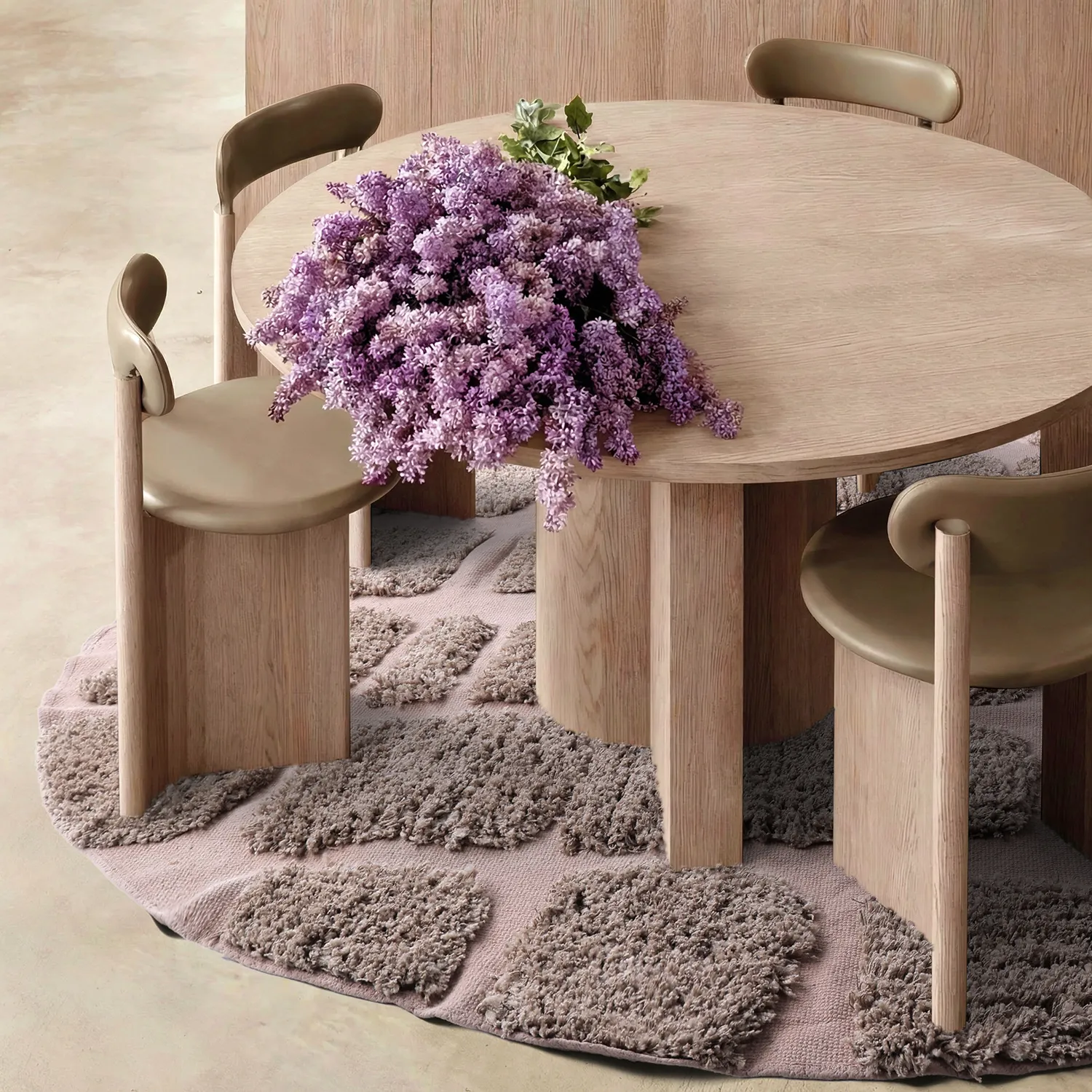Tapete redondo - Otranto Natural Cotton Shaggy (taupe)