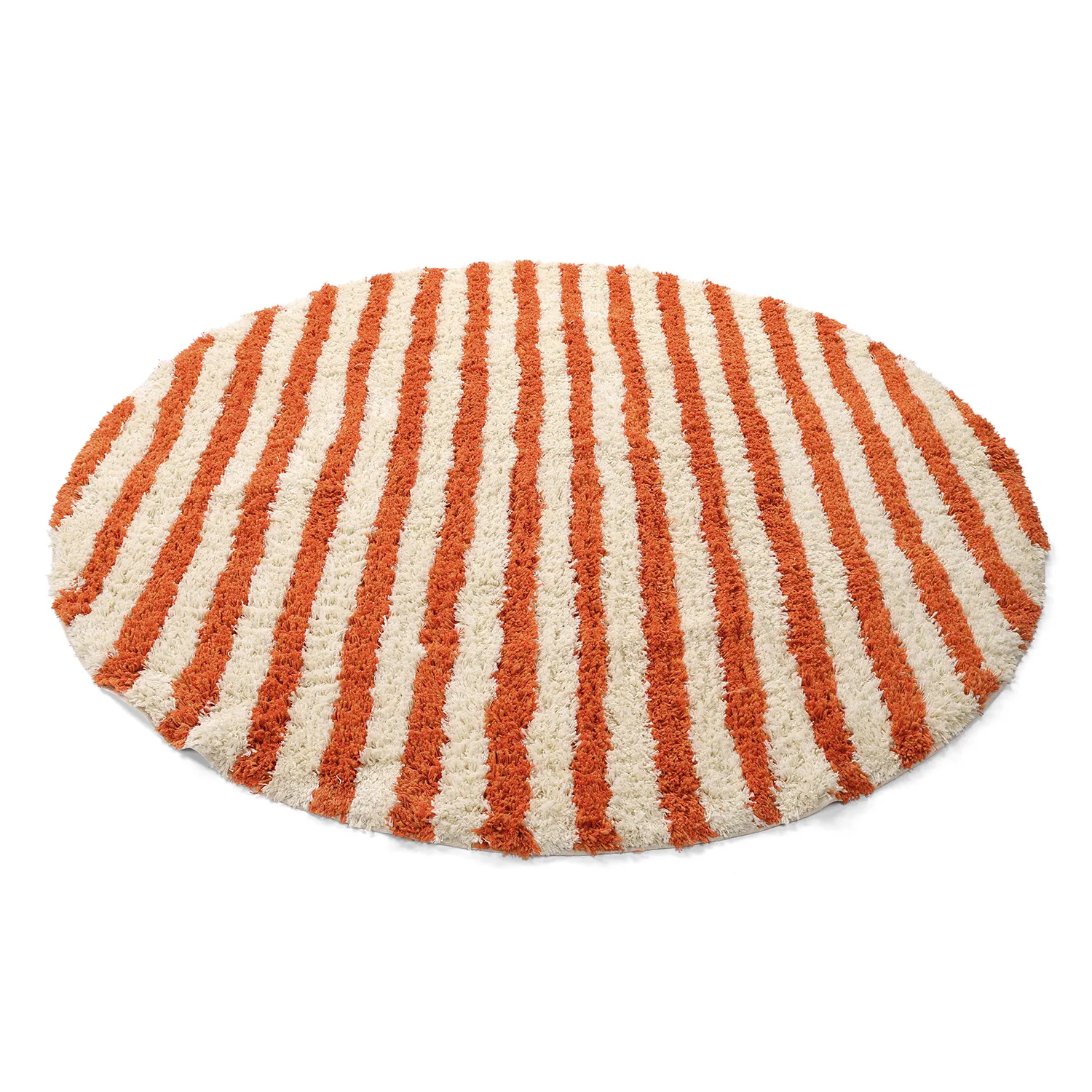 Tapete redondo - Thira Stripe Cotton Shaggy (amarelo claro/laranja claro)