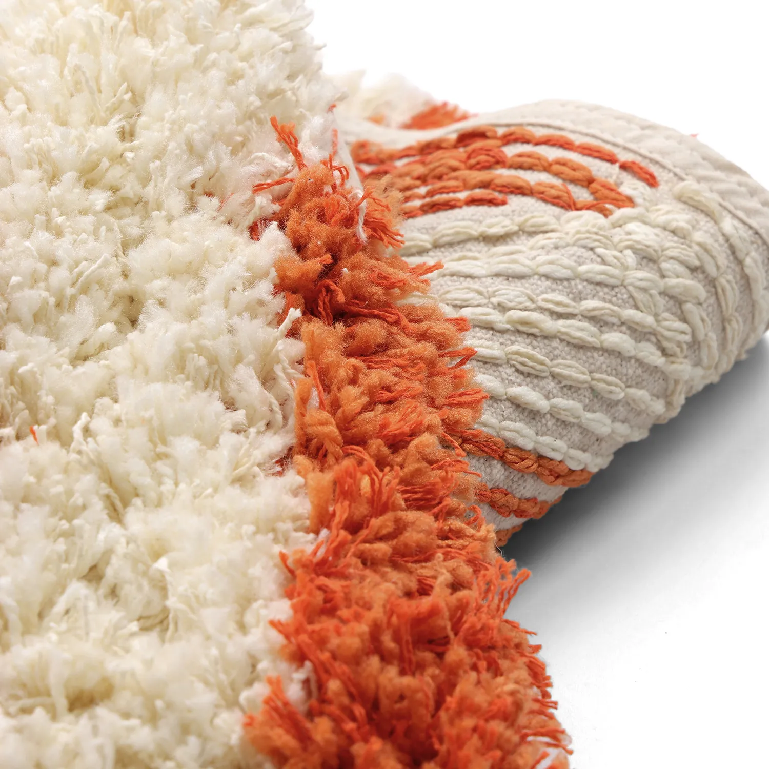 Tapete redondo - Thira Stripe Cotton Shaggy (amarelo claro/laranja claro)