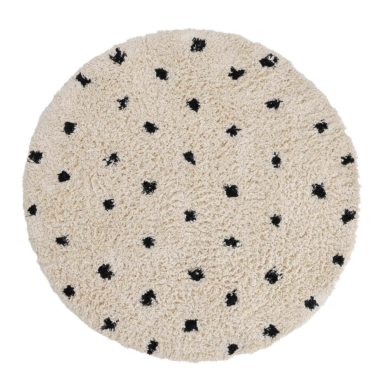 Tapete redondo - Soria Natural Cotton Shaggy (branco sujo/preto)