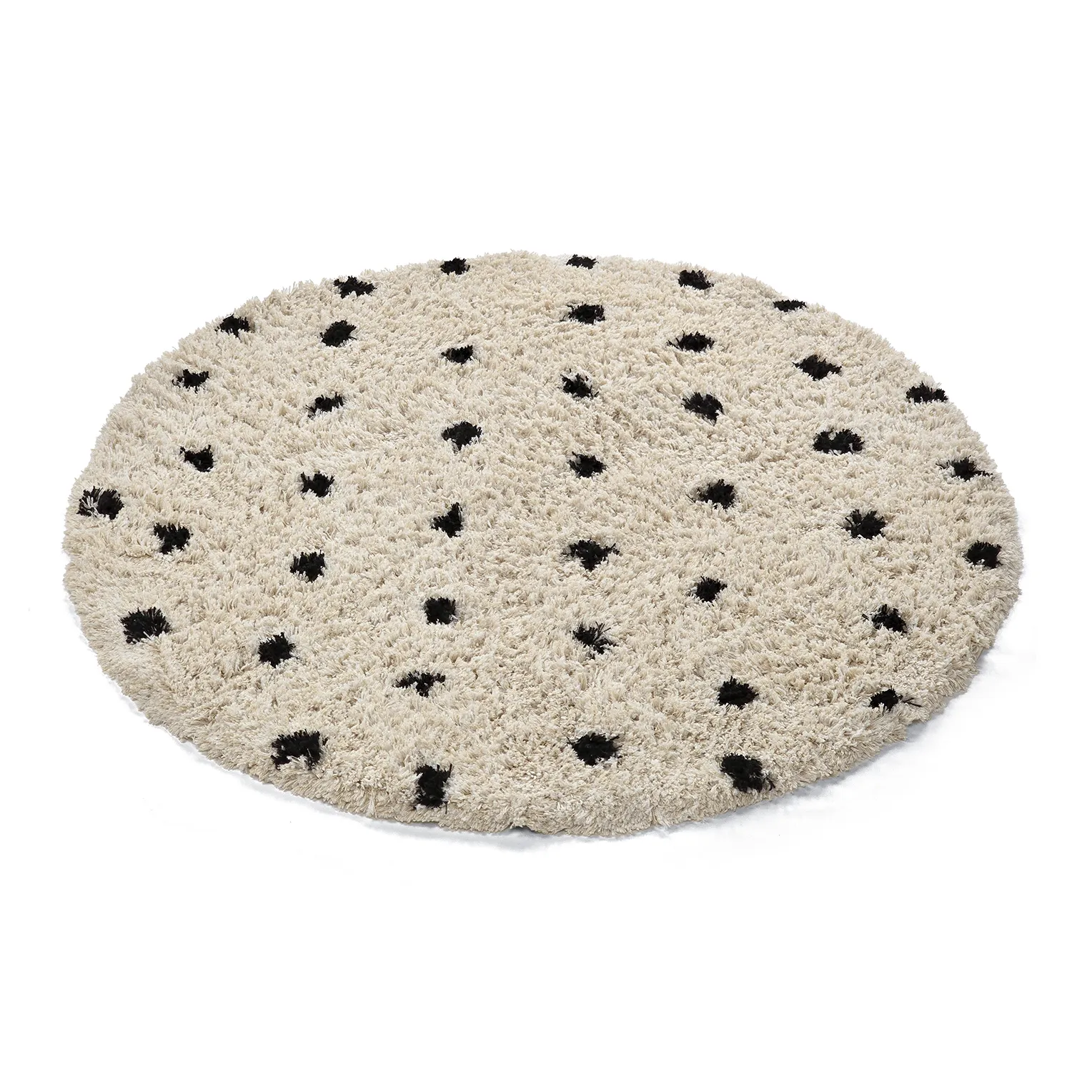 Tapete redondo - Soria Natural Cotton Shaggy (branco sujo/preto)