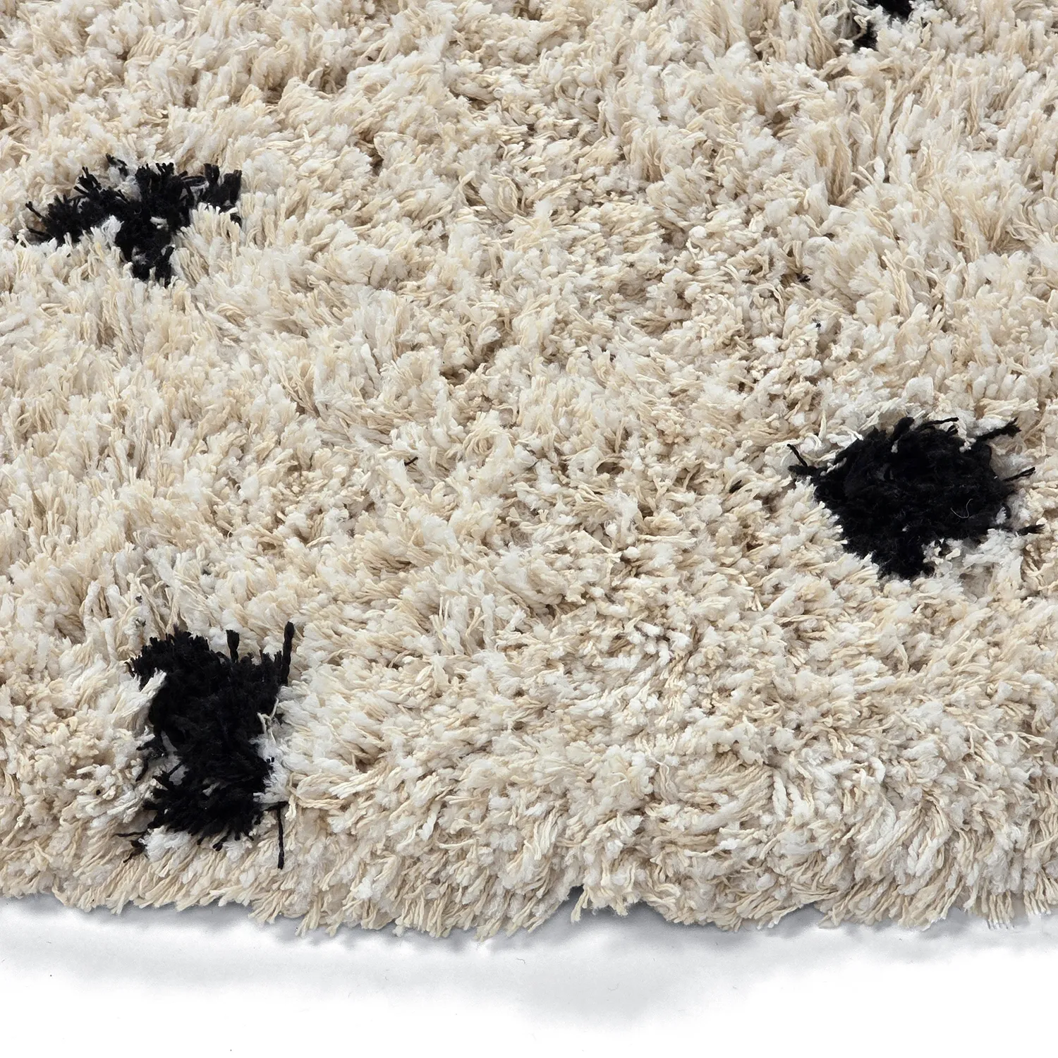 Tapete redondo - Soria Natural Cotton Shaggy (branco sujo/preto)