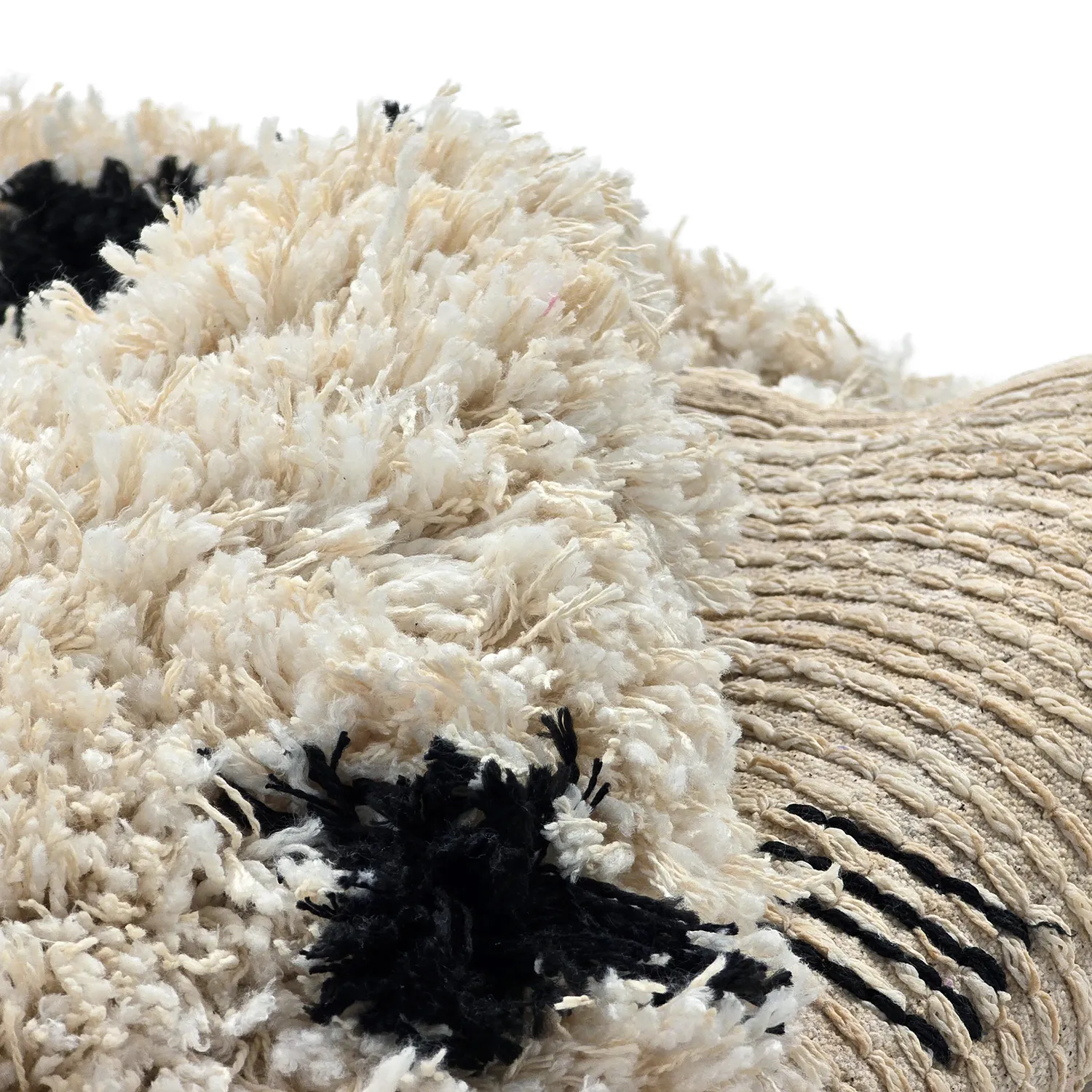 Tapete redondo - Soria Natural Cotton Shaggy (branco sujo/preto)