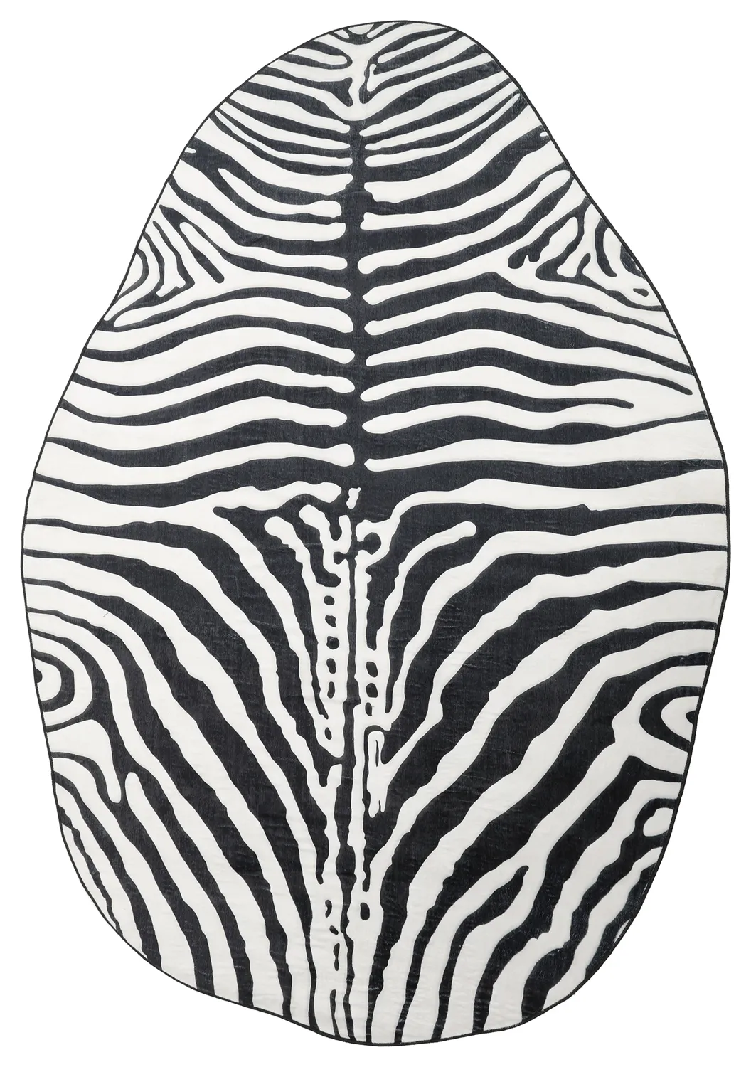 Tapete Wilton redondo com borda ondulada - Zebra (preto/branco)