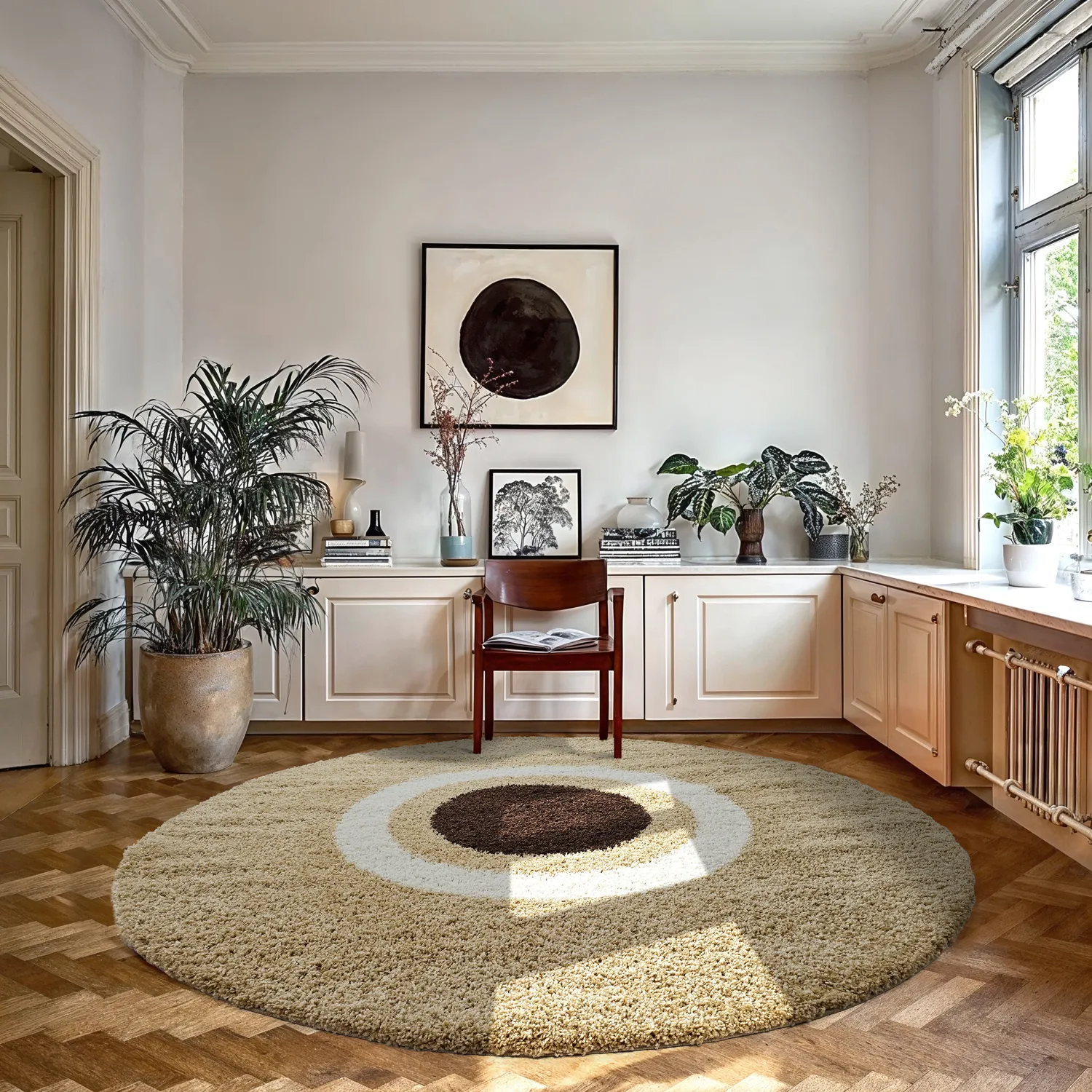 Tapetes redondos - Alsace (bege/branco/marrom)