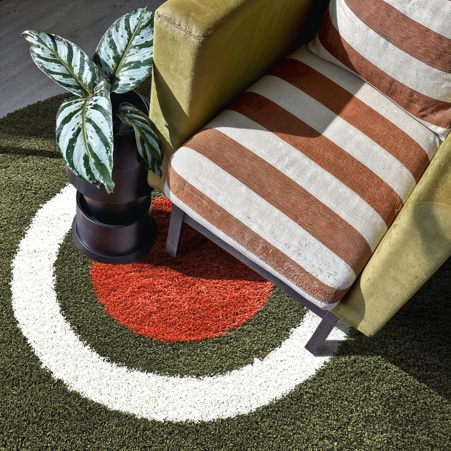 Tapetes redondos - Alsace (verde/branco/laranja)