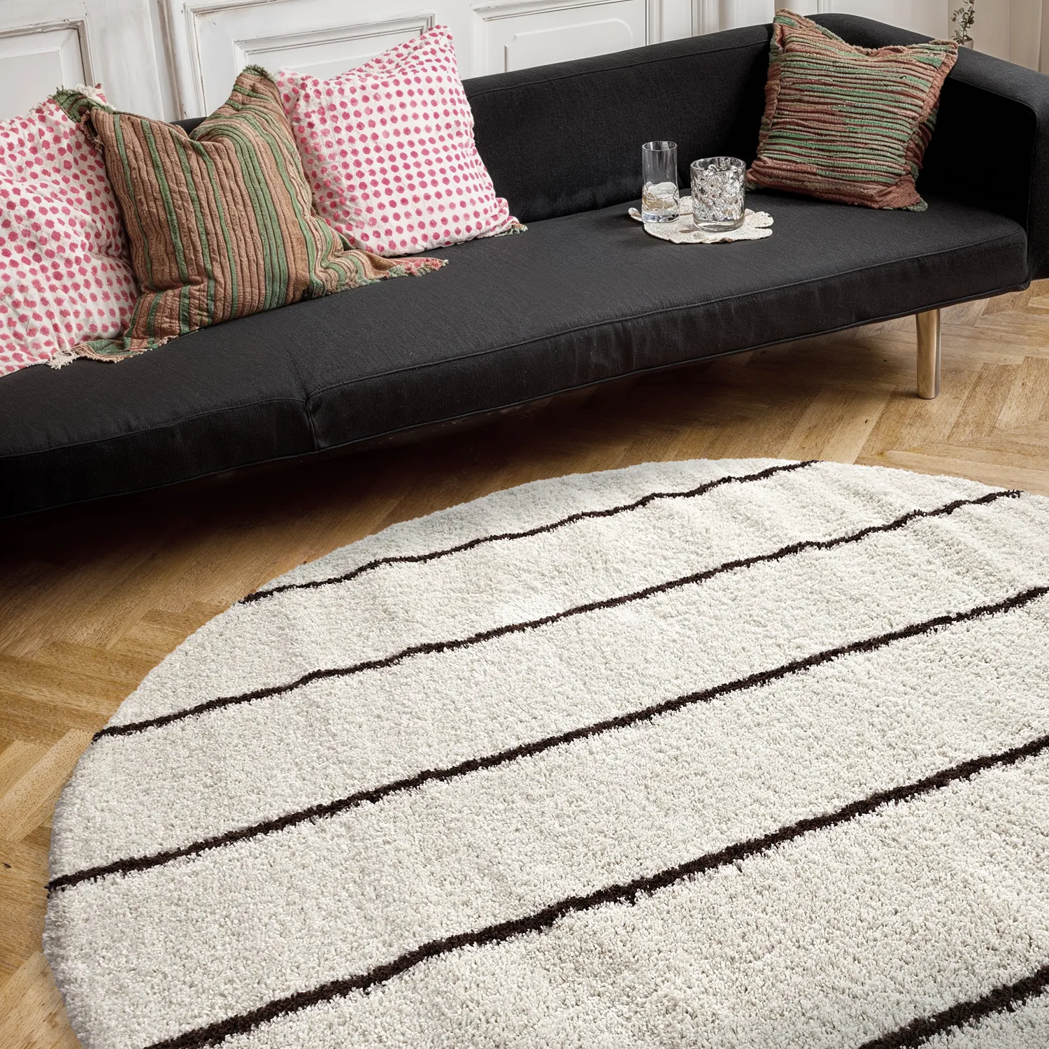 Tapetes redondos - Eze (branco/marrom)