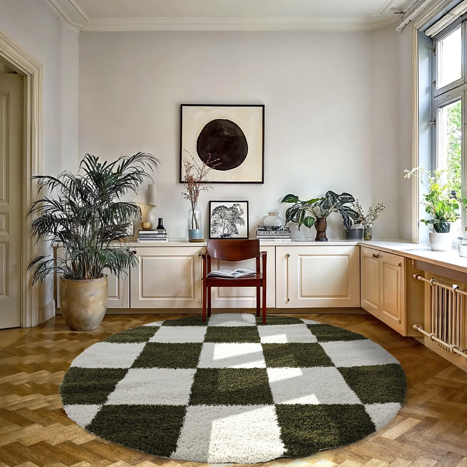 Tapetes redondos - Gordes (verde/branco)