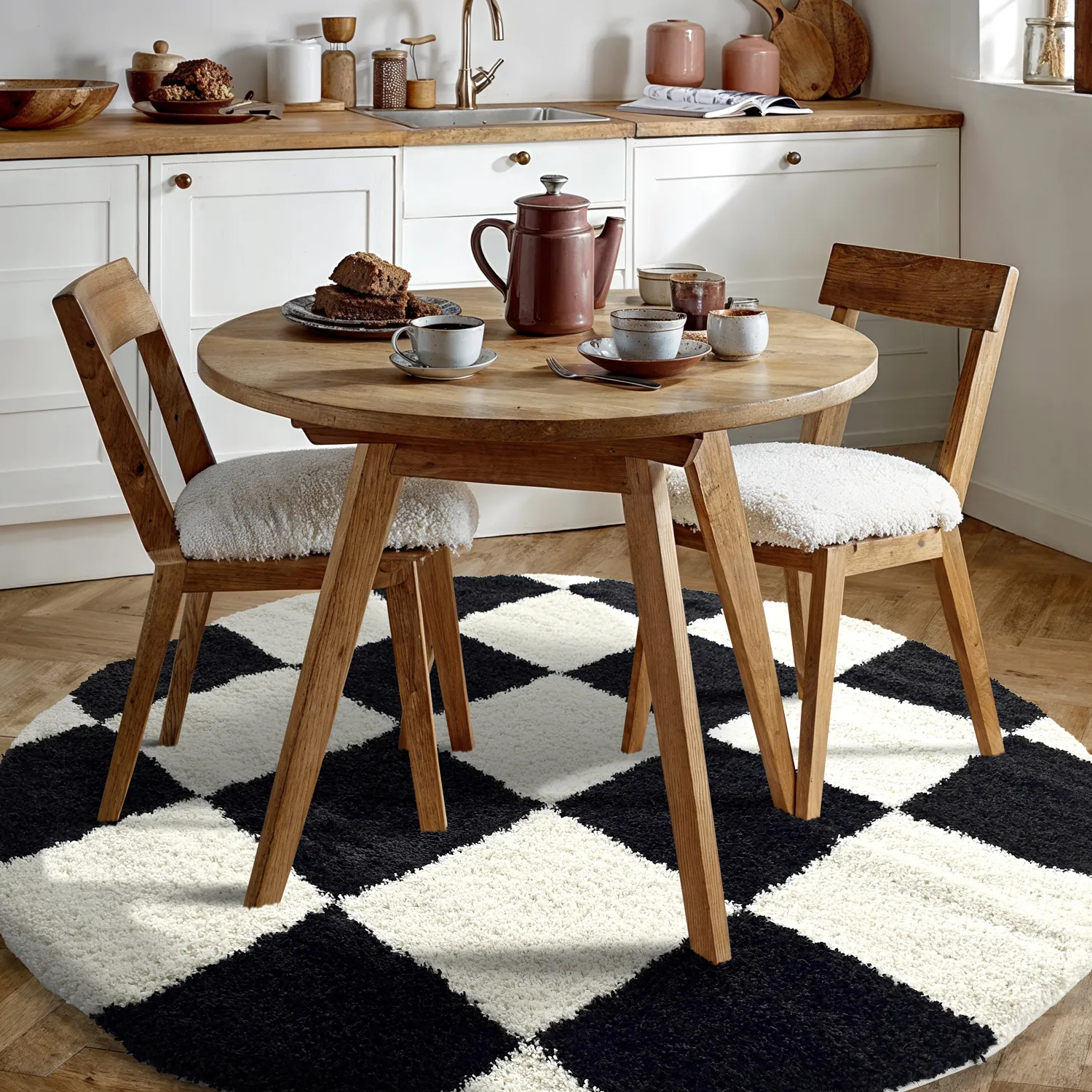 Tapetes redondos - Gordes (preto/branco)