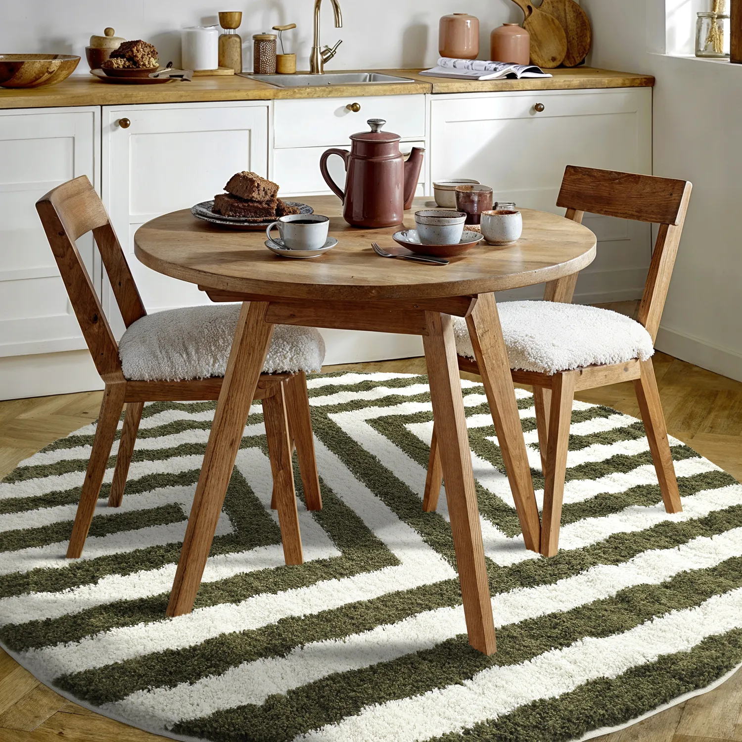 Tapetes redondos - Imilchil (branco/verde)