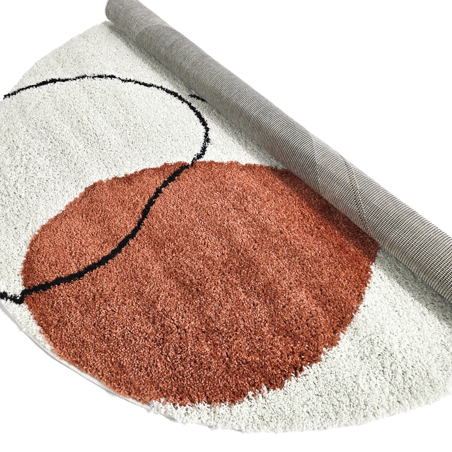 Tapetes redondos - Sanghar (branco/laranja/verde)