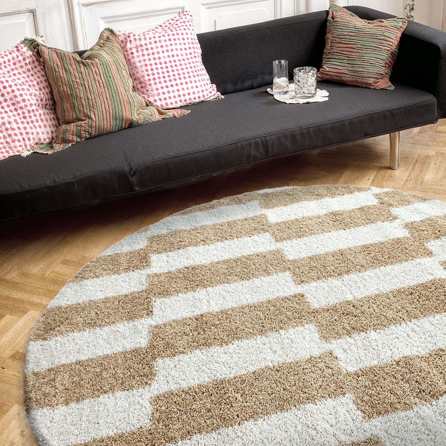 Tapetes redondos - Tamri (bege/branco)