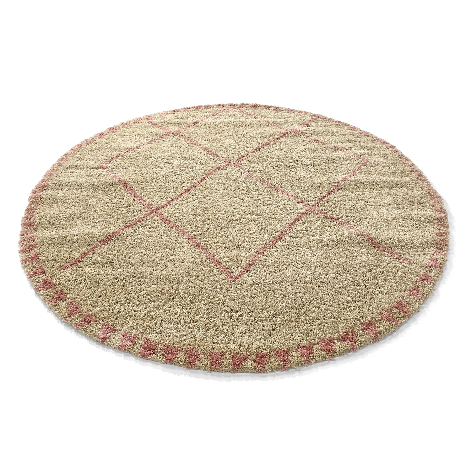 Tapetes redondos - Tiznit (bege/rosa)
