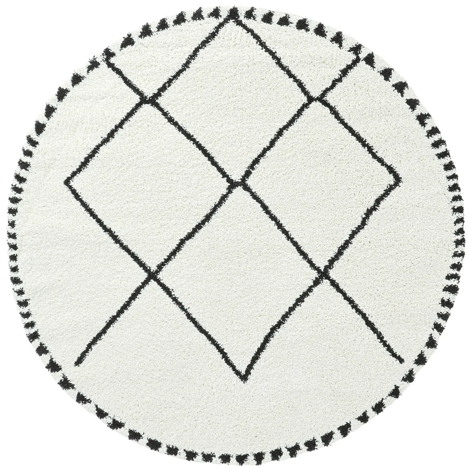 Tapetes redondos - Tiznit (branco/preto)