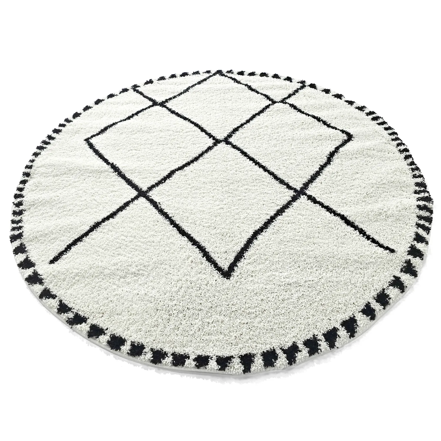 Tapetes redondos - Tiznit (branco/preto)