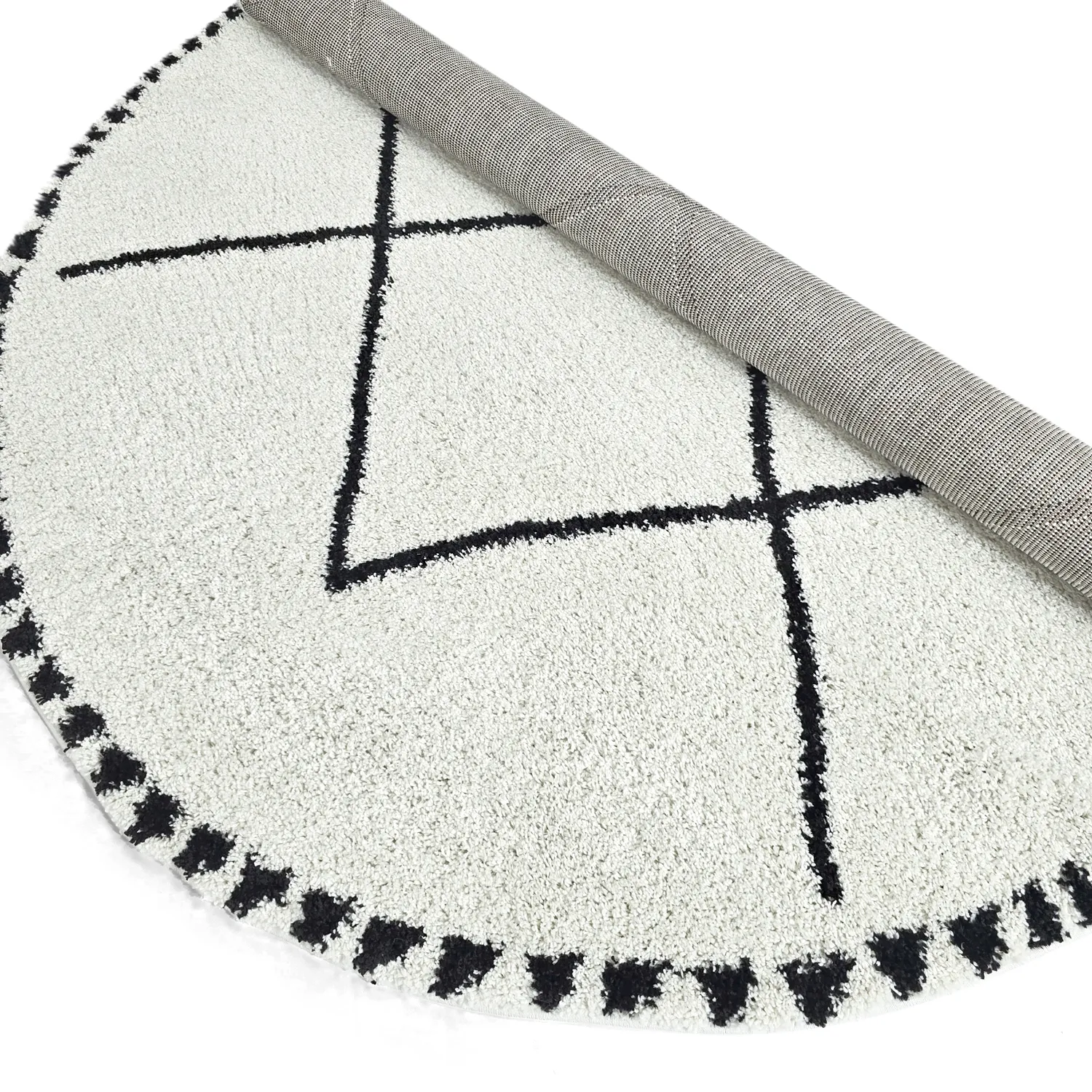 Tapetes redondos - Tiznit (branco/preto)