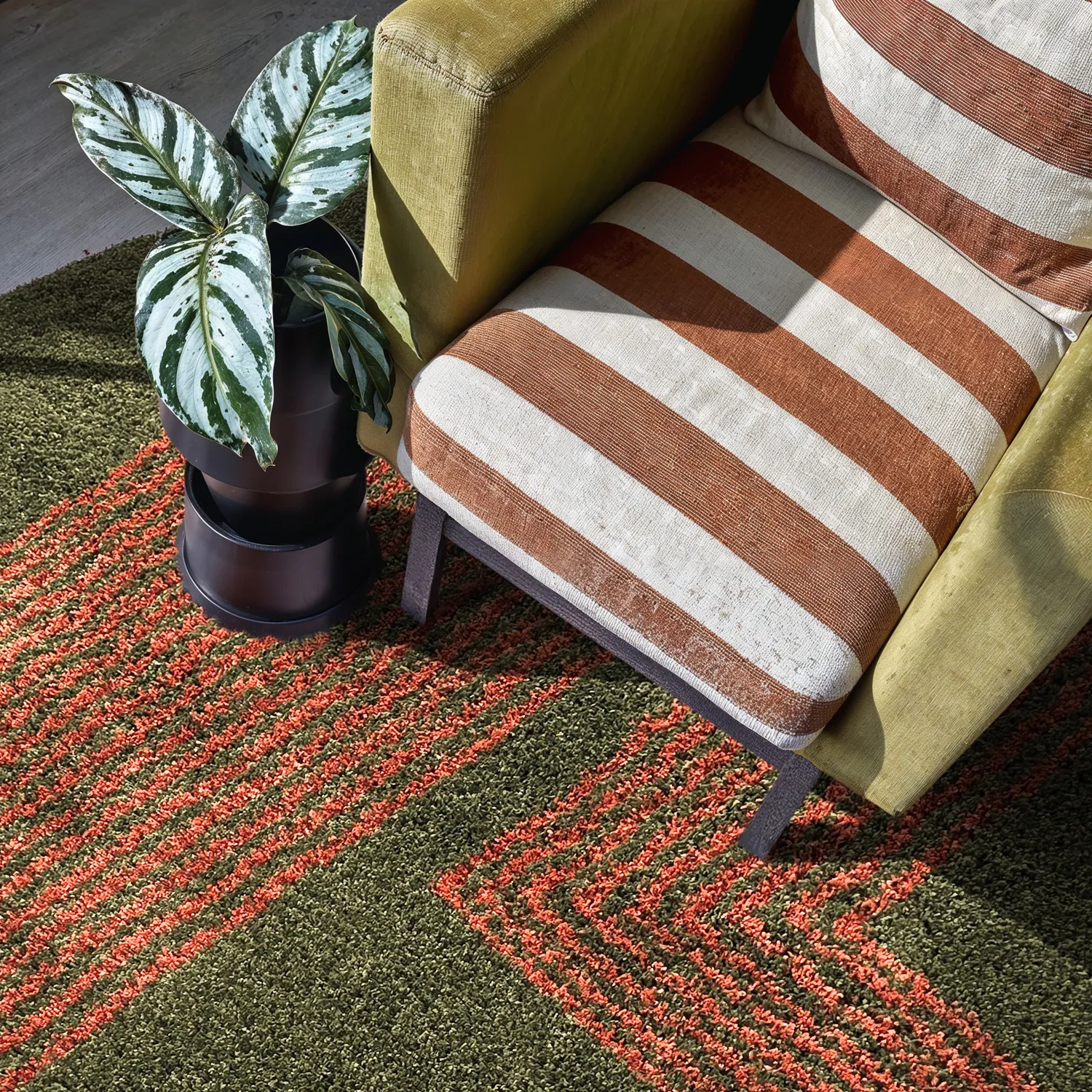 Tapetes redondos - Zagora (verde/laranja)