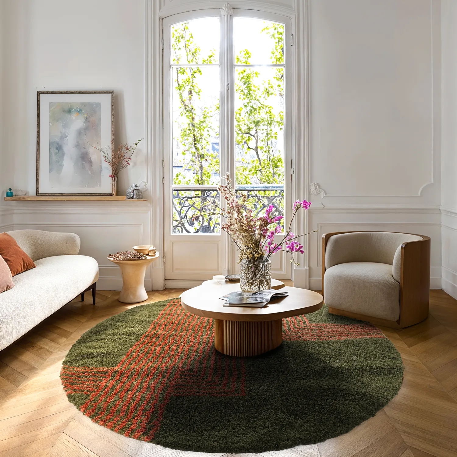 Tapetes redondos - Zagora (verde/laranja)