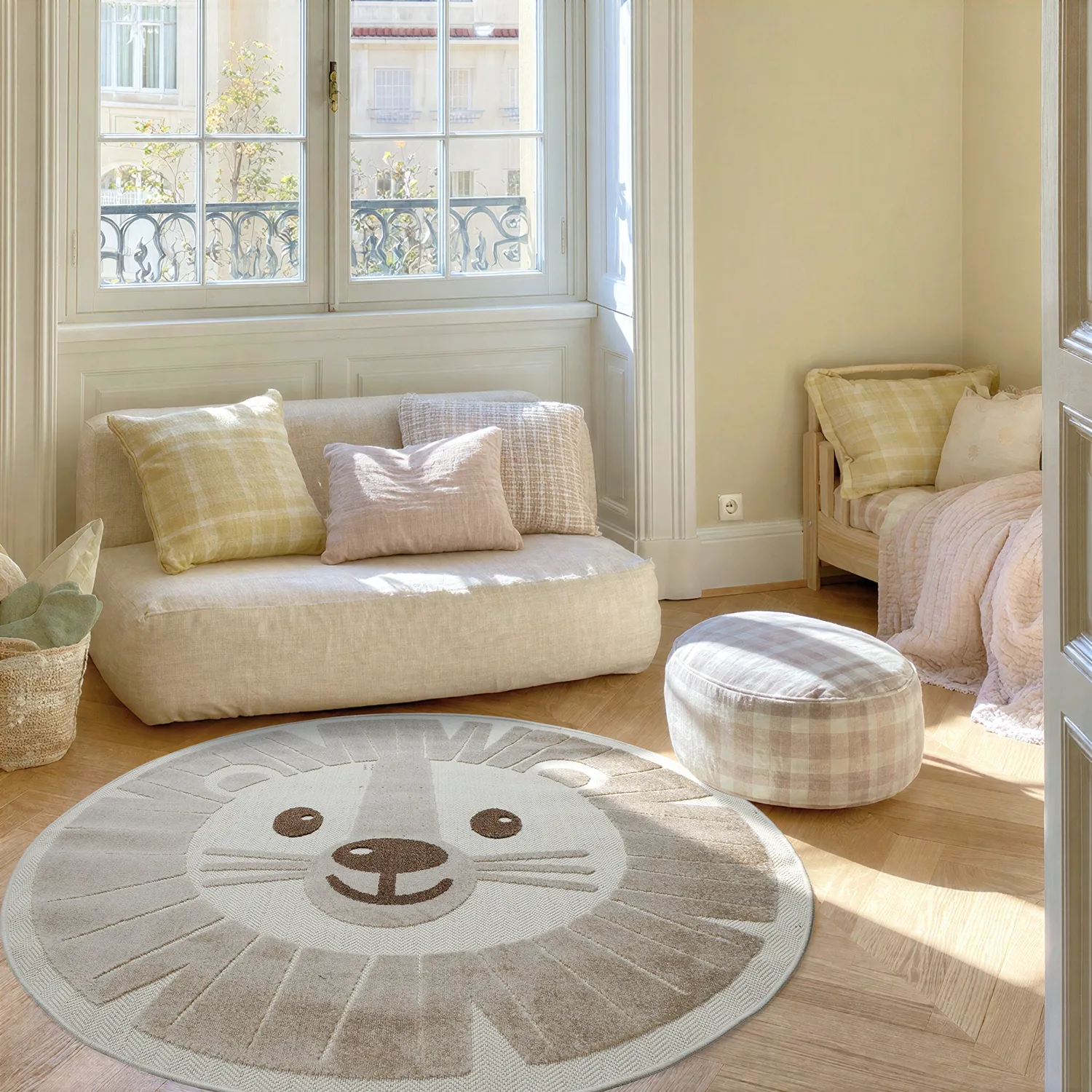 Tapete redondo infantil - Kind Lion (creme)