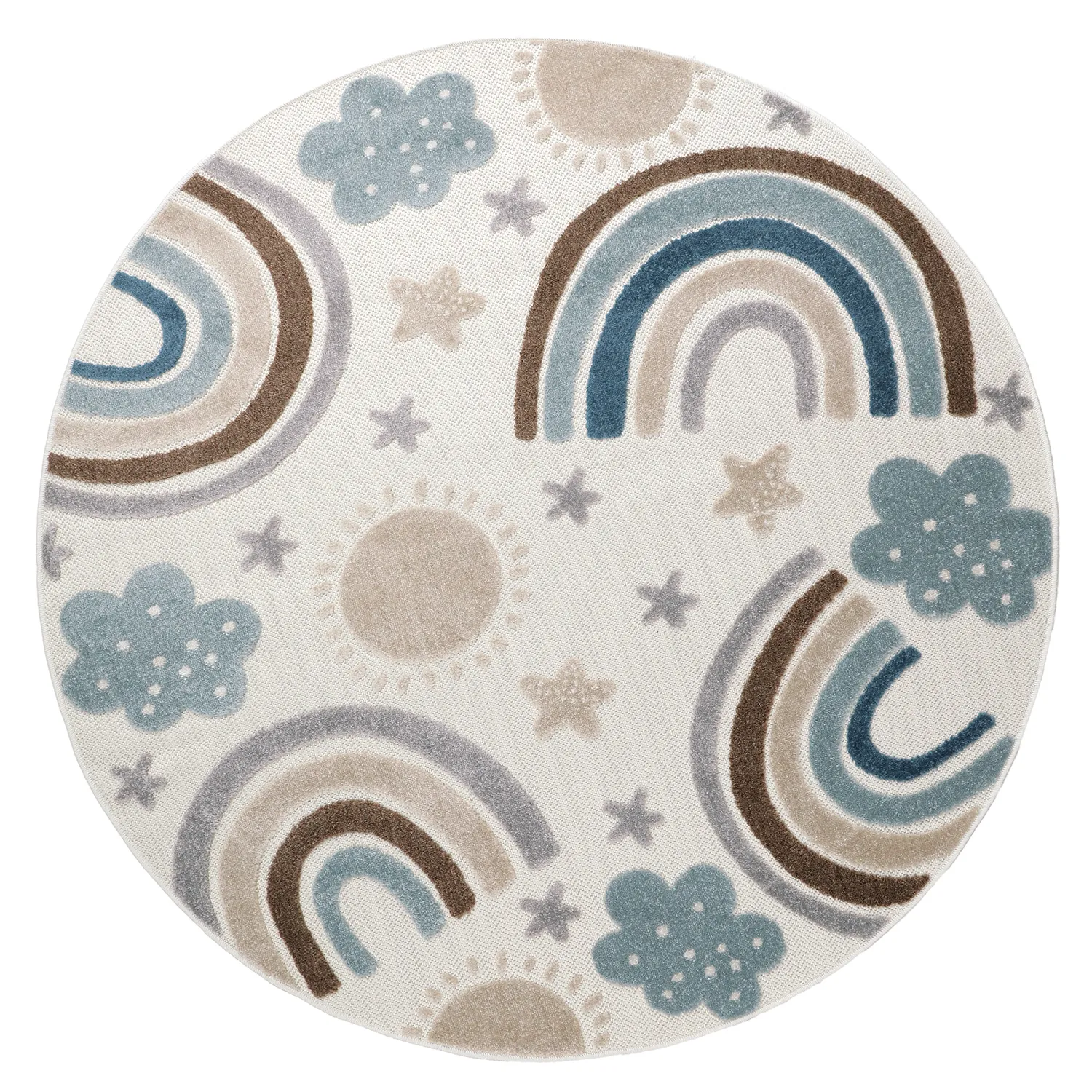 Tapete redondo infantil - Rainbow Potpourri (creme/multi)