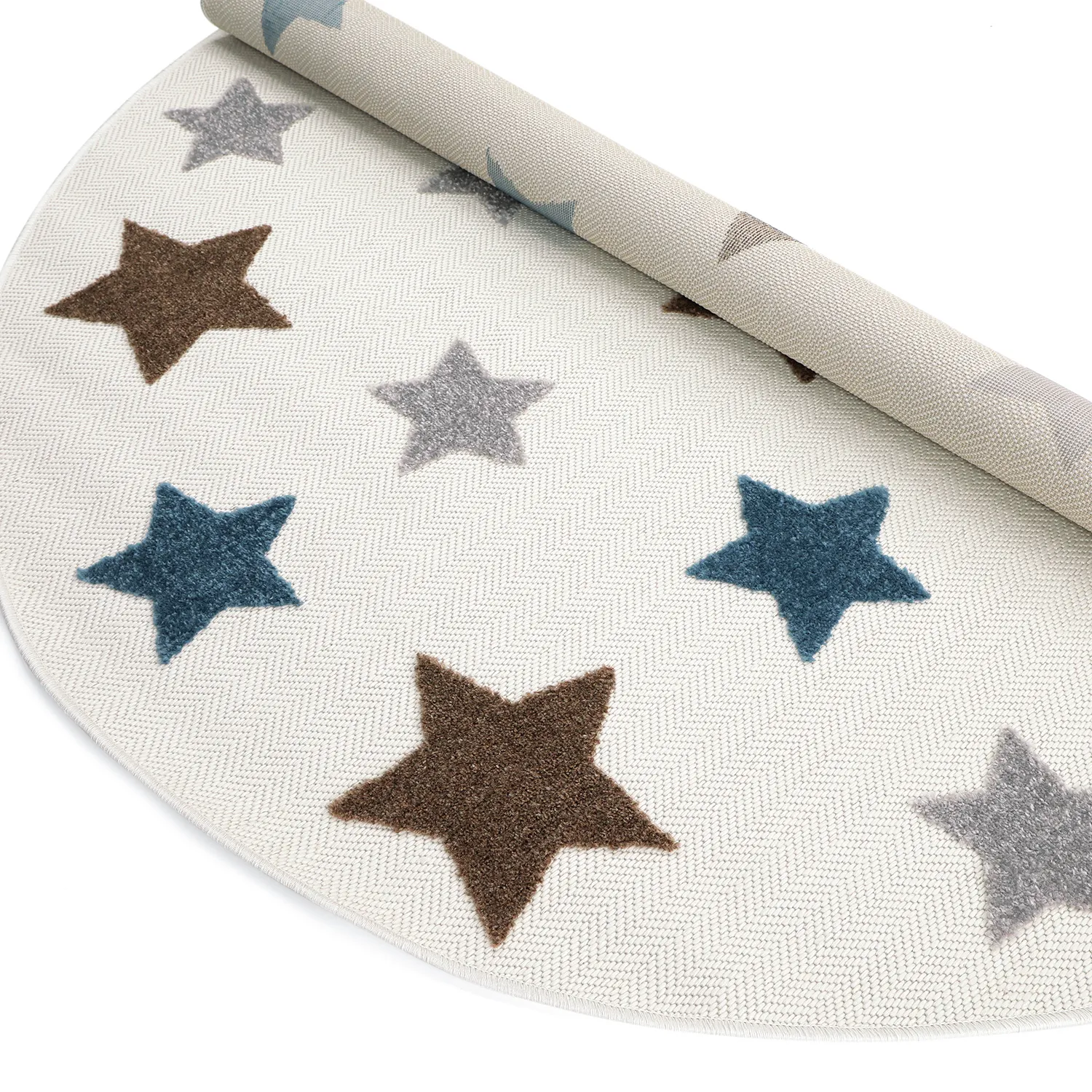 Tapete redondo infantil - Stars (creme/multi)