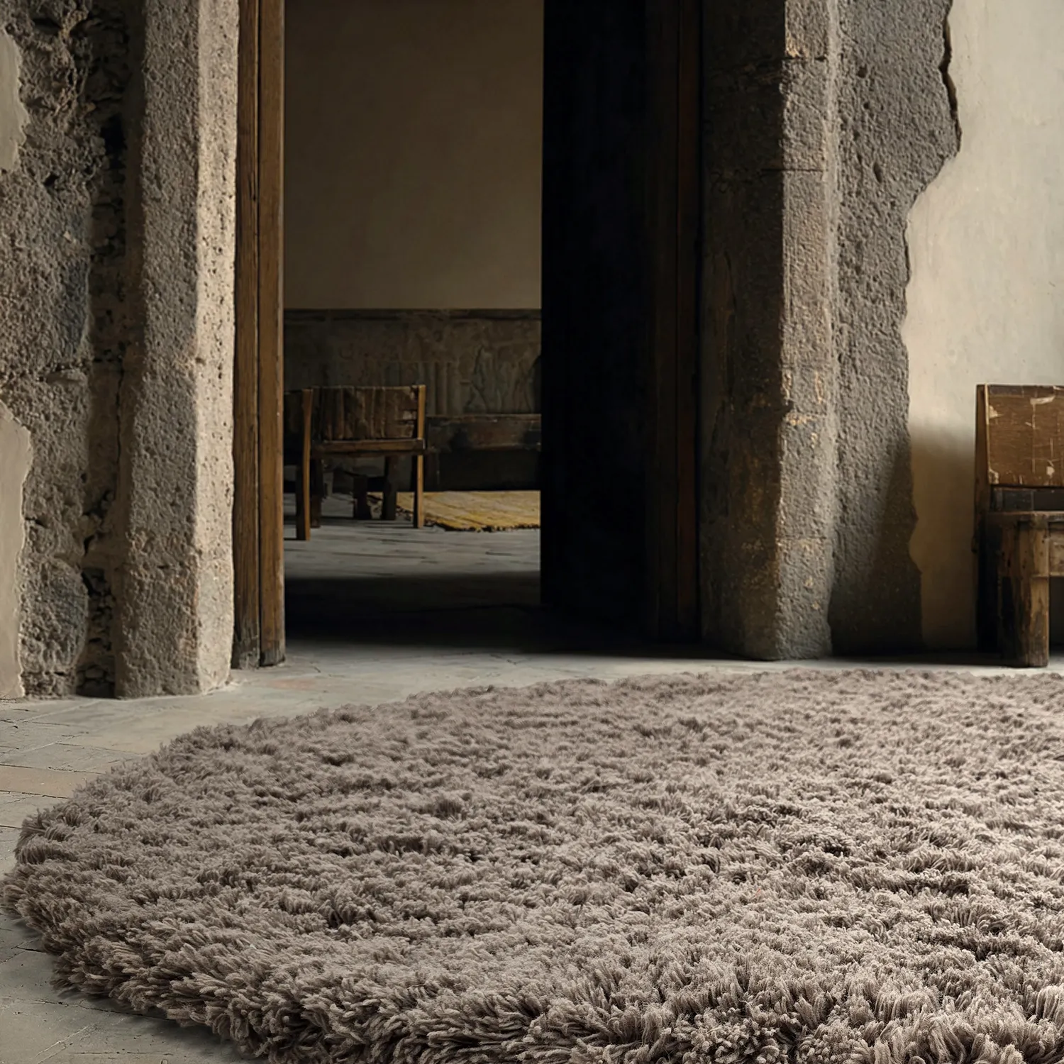 Tapete redondo - Aliste Wool Shaggy (marrom)