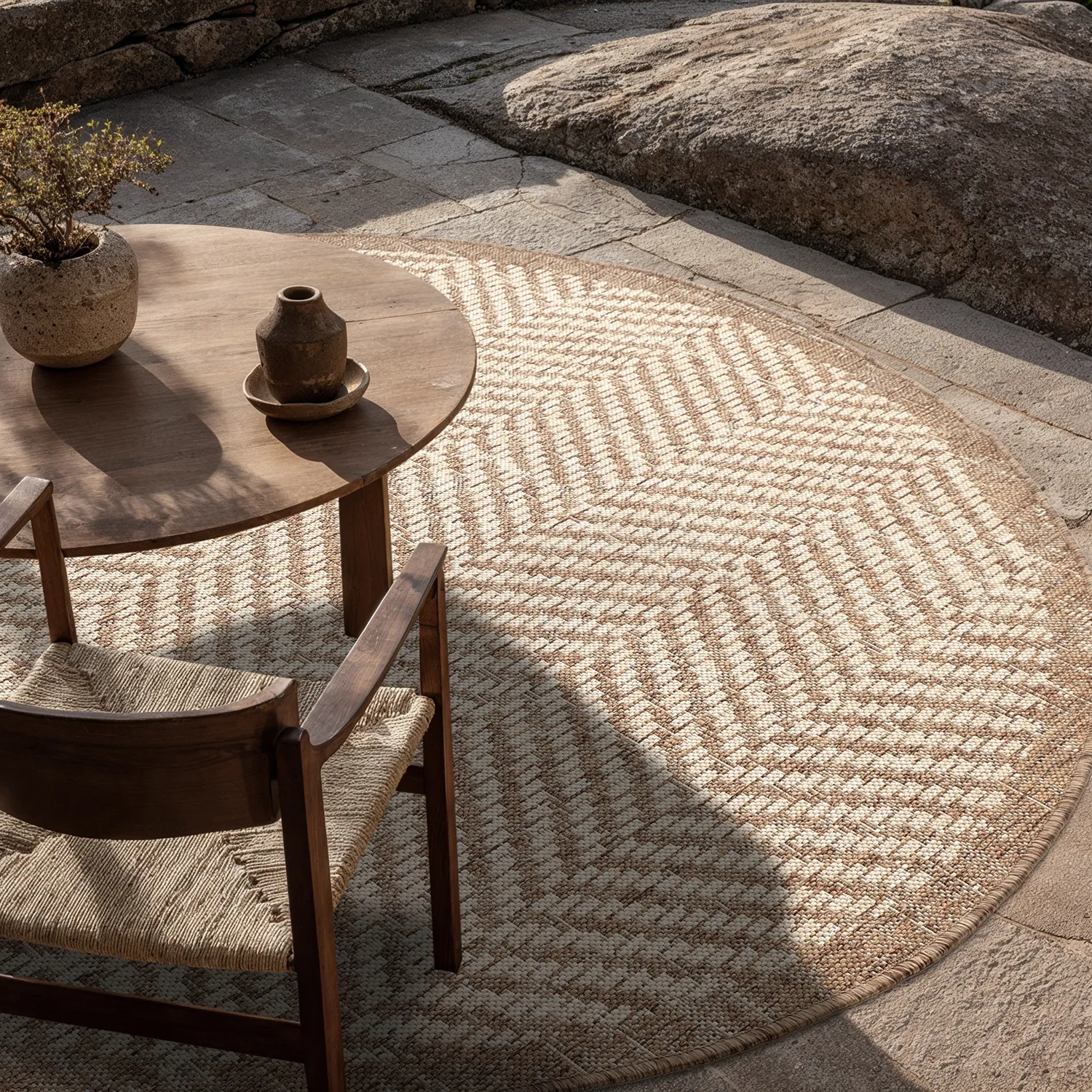 Tapete redondo - Indoor/Outdoor Donora (marrom)