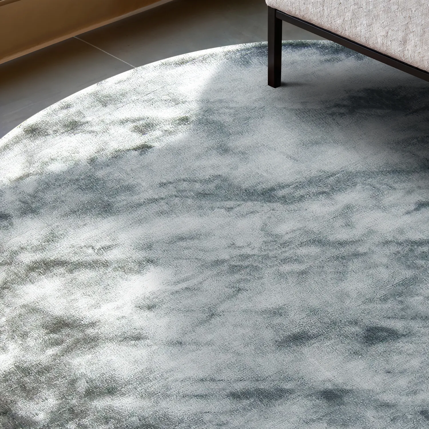 Tapete redondo - Jodhpur Special Luxury Edition (azul/cinza)