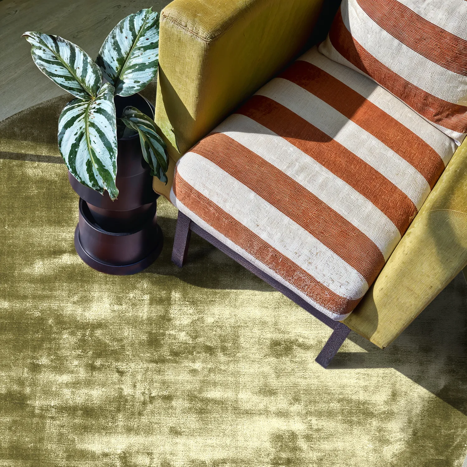 Tapete redondo - Jodhpur Special Luxury Edition (verde oliva)