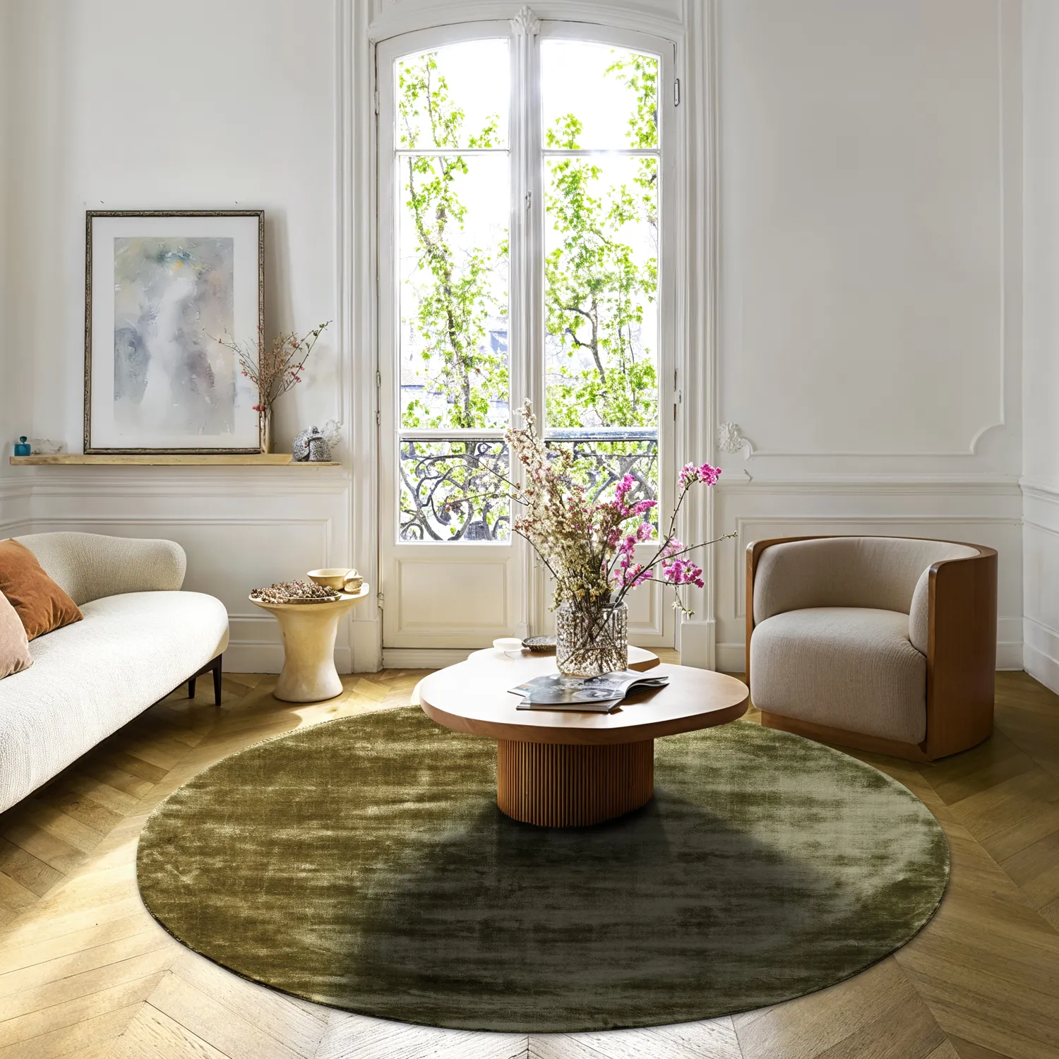 Tapete redondo - Jodhpur Special Luxury Edition (verde oliva)