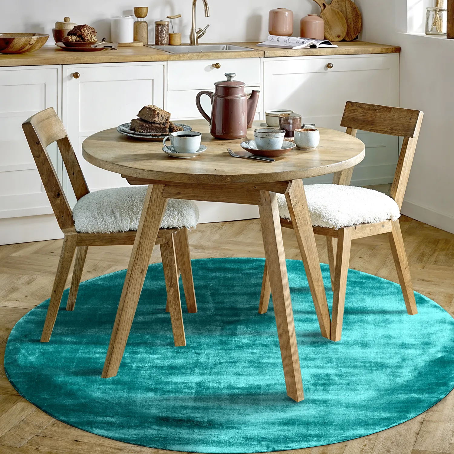 Tapete redondo - Jodhpur Special Luxury Edition (turquesa)