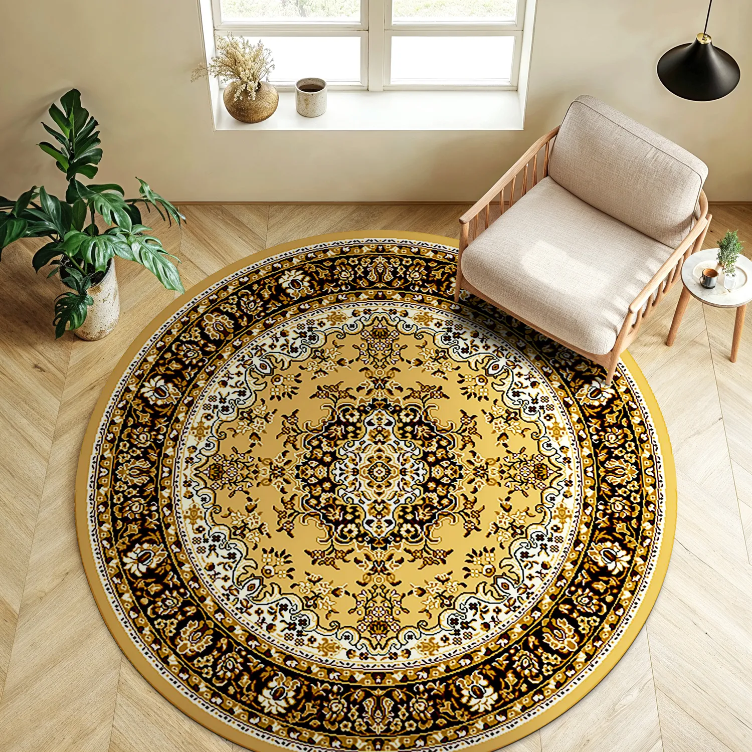 Tapete redondo - Peking (dourado)