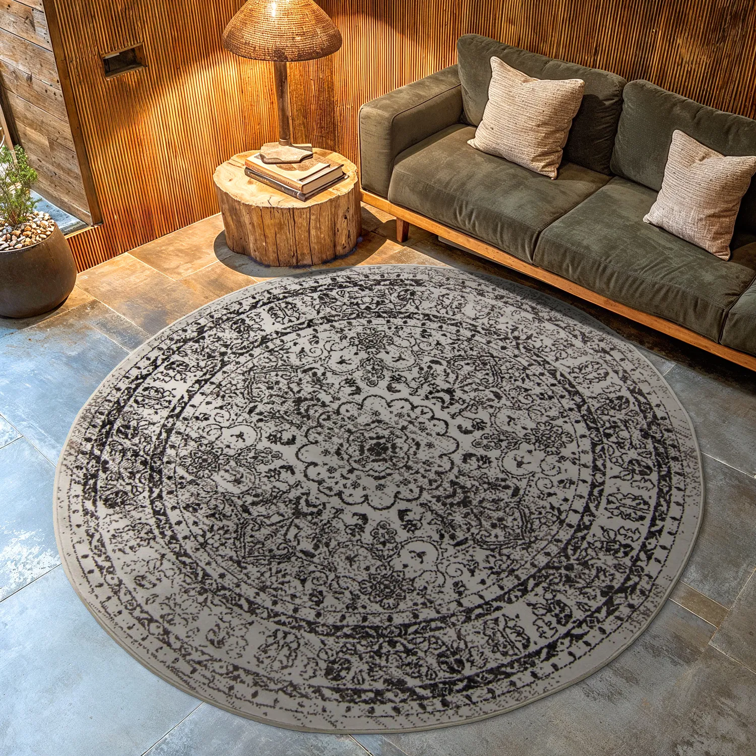 Tapete redondo - Peking Noble (cinza)