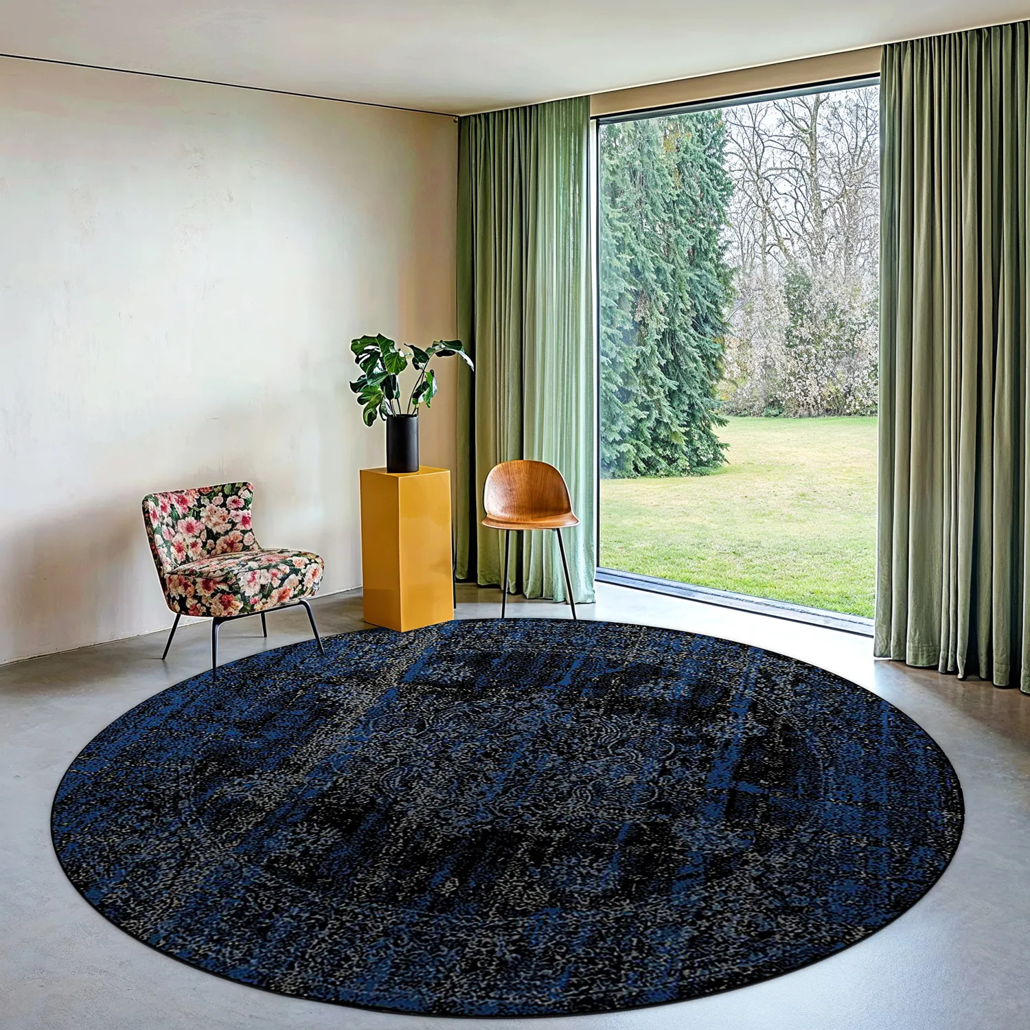 Tapete redondo - Peking Royal (azul-marinho)