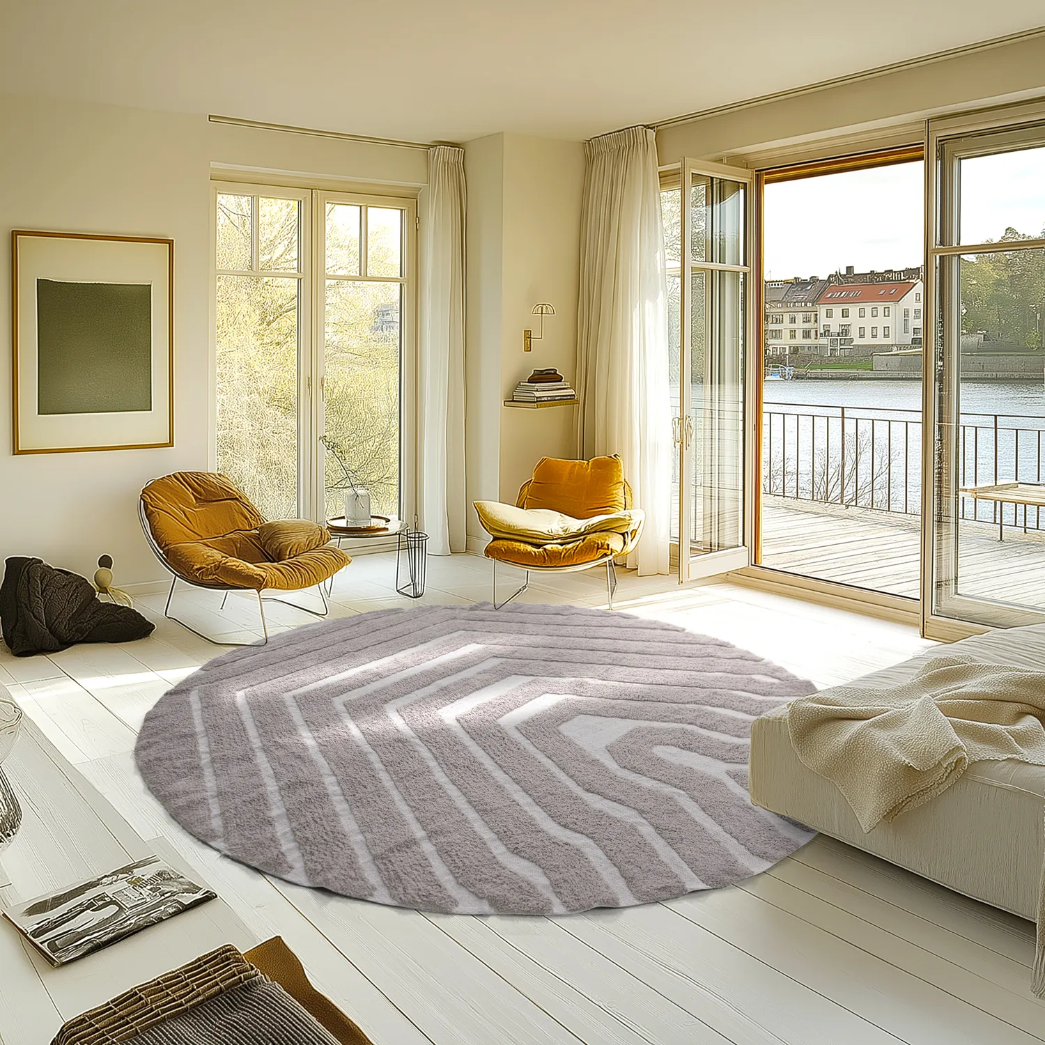 Tapete redondo - Callista Natural Cotton Shaggy (taupe)