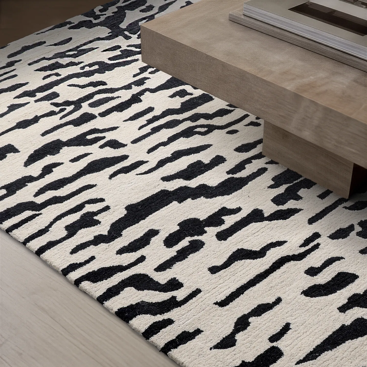 Tapetes felpudos - Zebra Tufted Wool Premium (branco/preto)