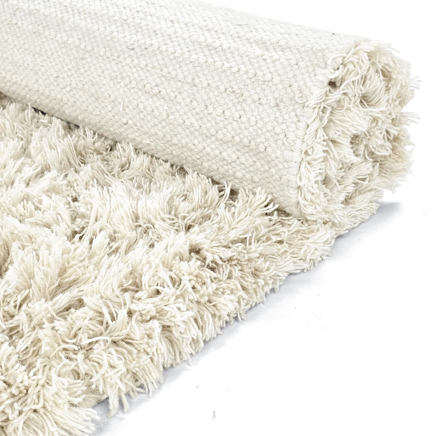 Tapetes felpudos - Fassale Hand Woven Wool Shaggy (branco)