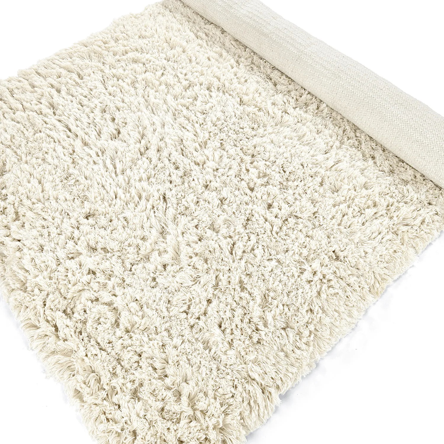 Tapetes felpudos - Fassale Hand Woven Wool Shaggy (branco)