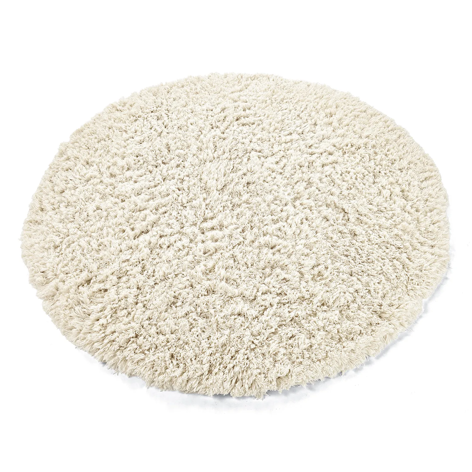 Tapete redondo - Fassale Hand Woven Wool Shaggy (branco)