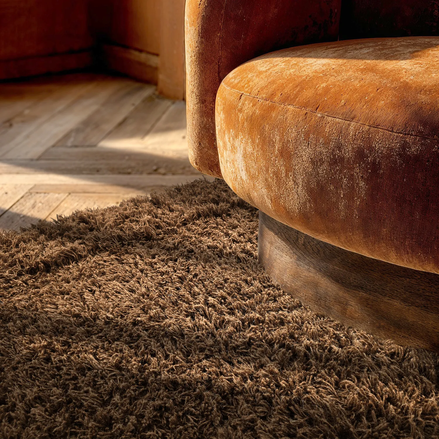 Tapetes felpudos - Melilla Hand Woven Wool Shaggy (marrom)