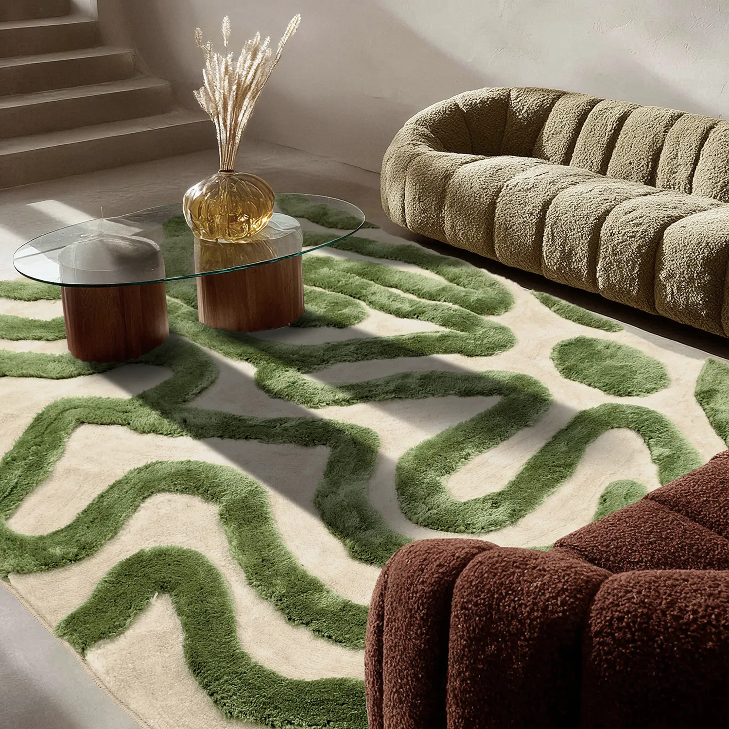 Tapetes felpudos - Akaba (creme/verde)