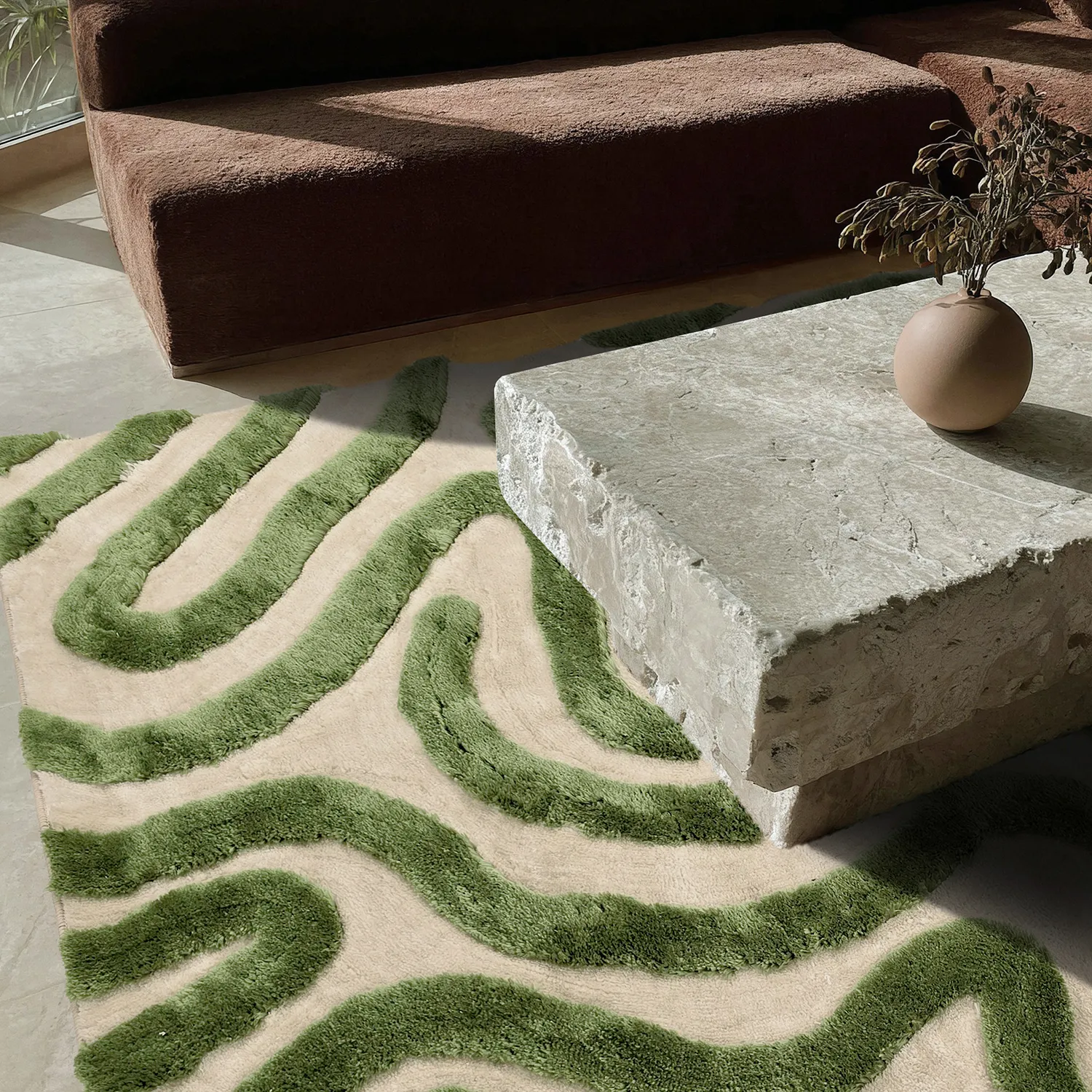 Tapetes felpudos - Akaba (creme/verde)