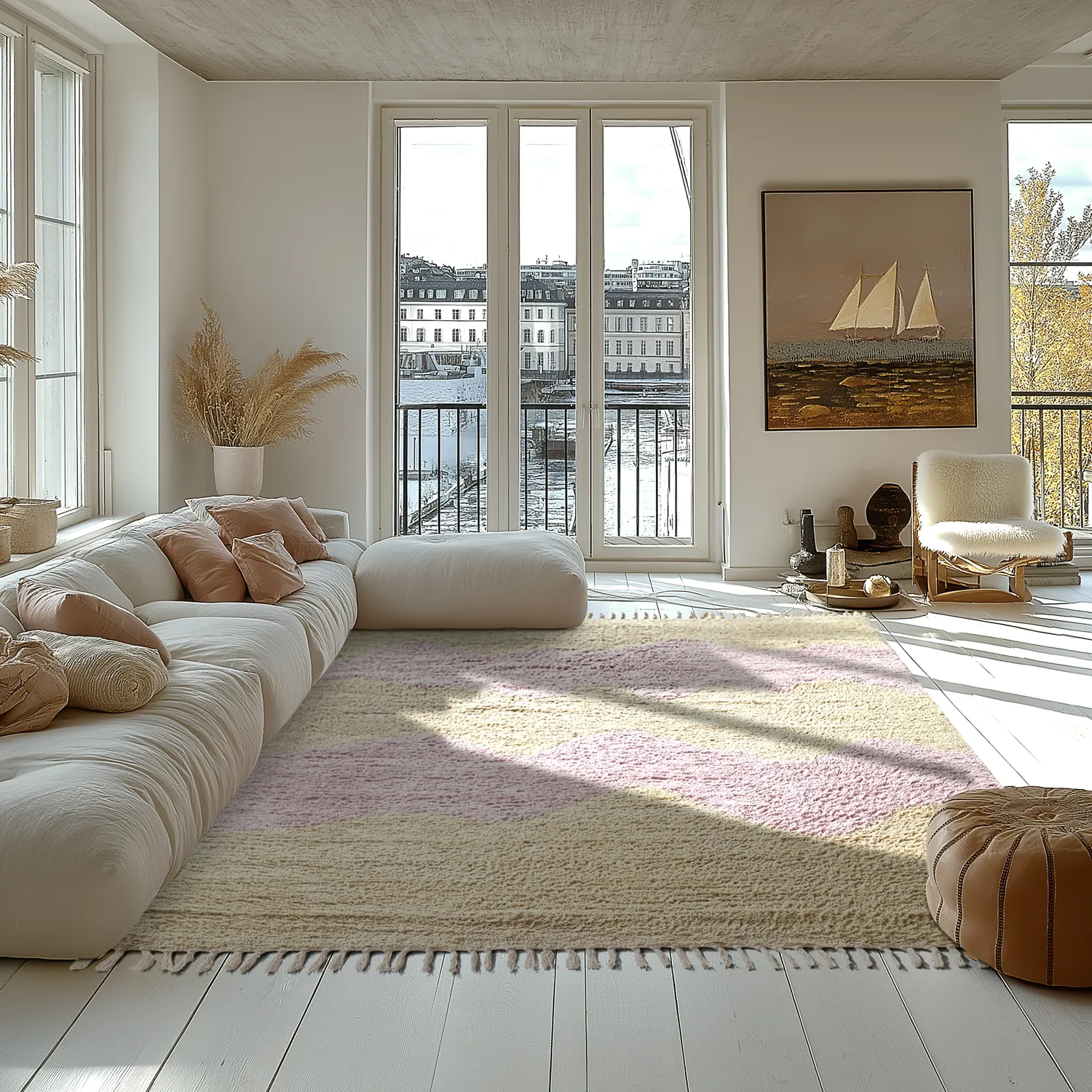 Tapetes felpudos - Amira Natural Cotton Shaggy (bege/roxo)