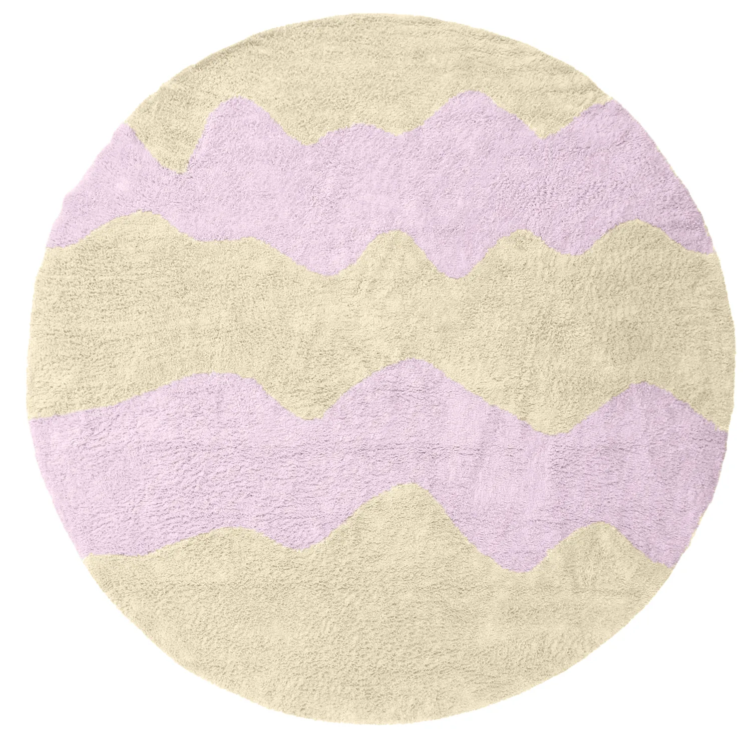 Tapete redondo - Amira Natural Cotton Shaggy (bege/roxo)