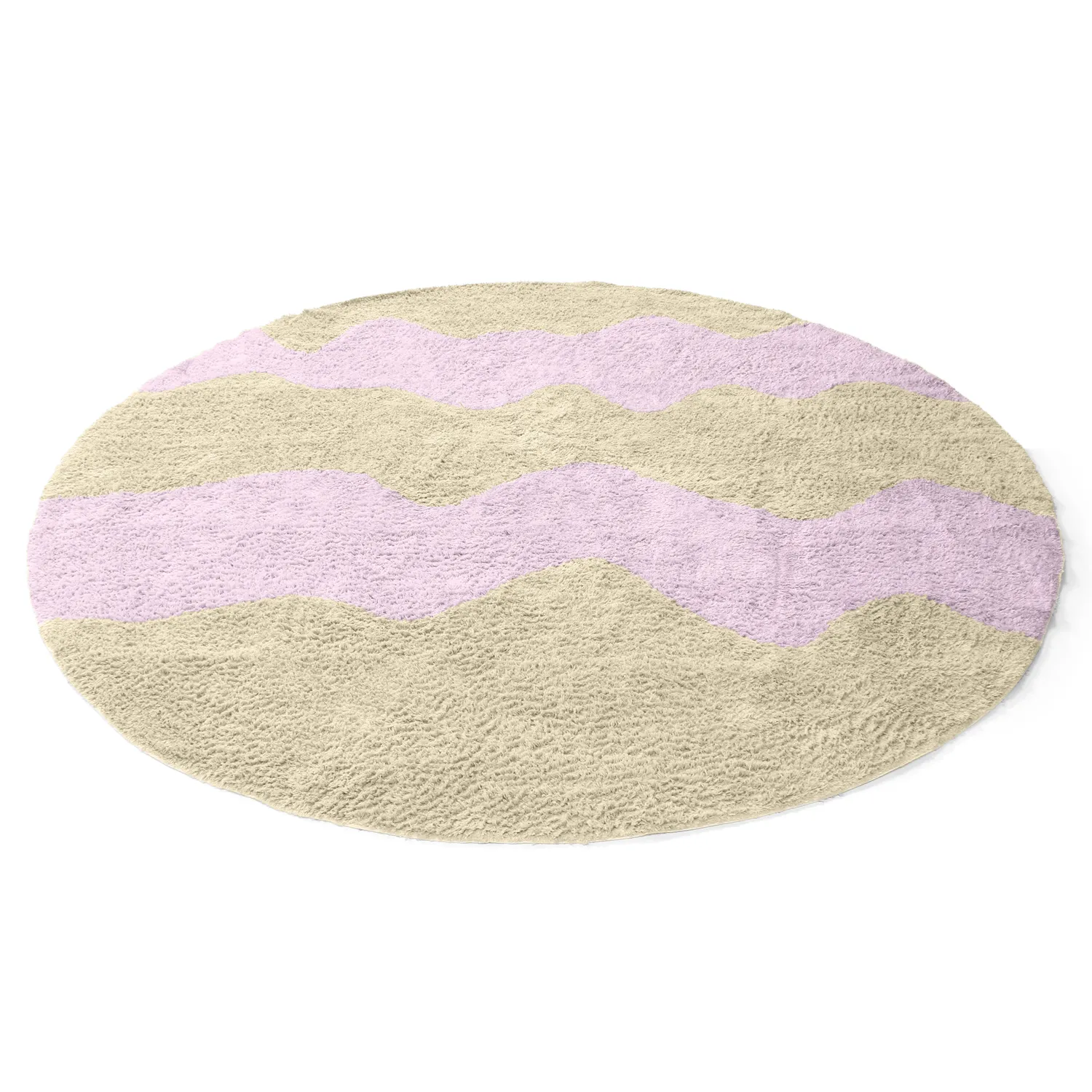 Tapete redondo - Amira Natural Cotton Shaggy (bege/roxo)