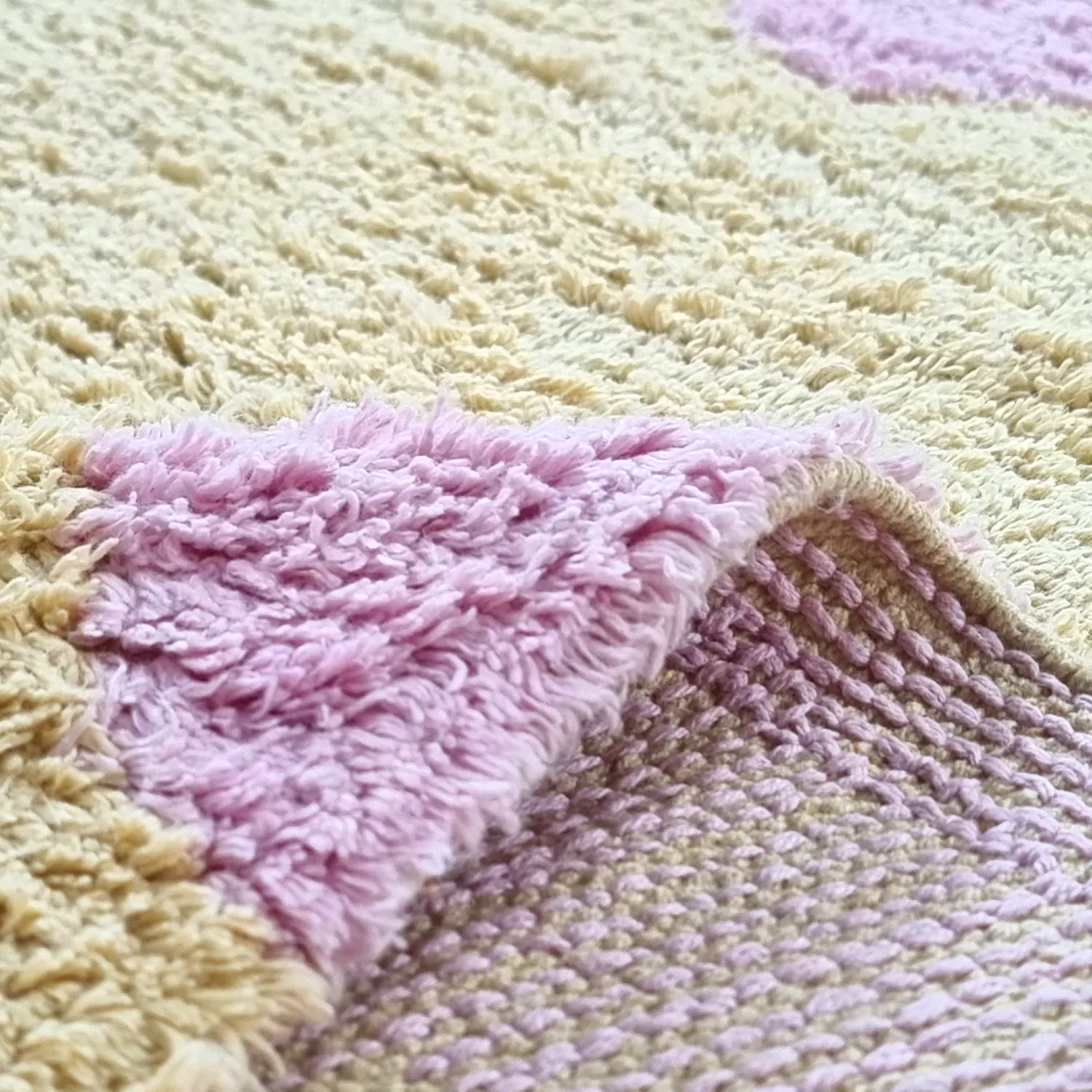 Tapete redondo - Amira Natural Cotton Shaggy (bege/roxo)