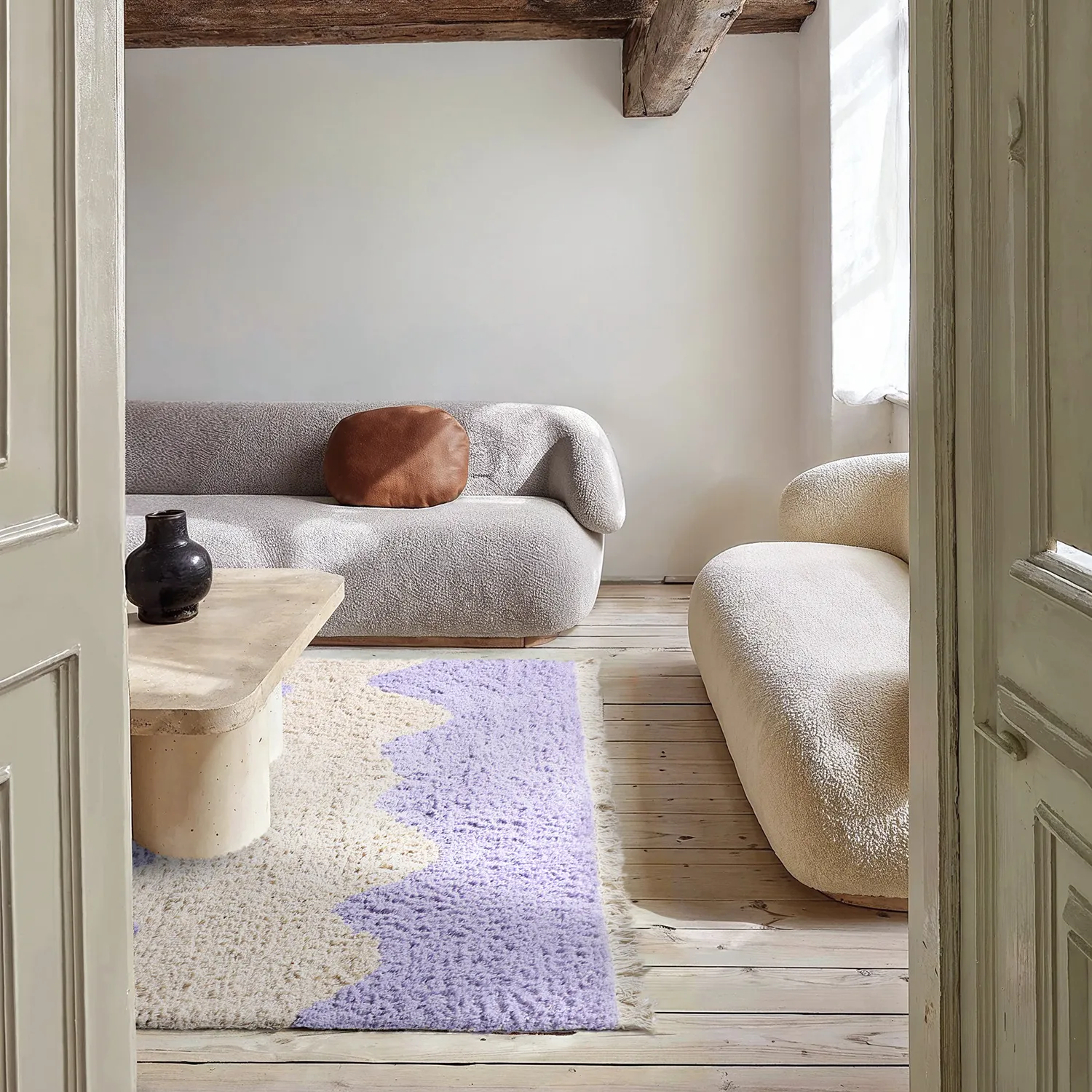 Tapetes felpudos - Amira Natural Cotton Shaggy (roxo/bege)